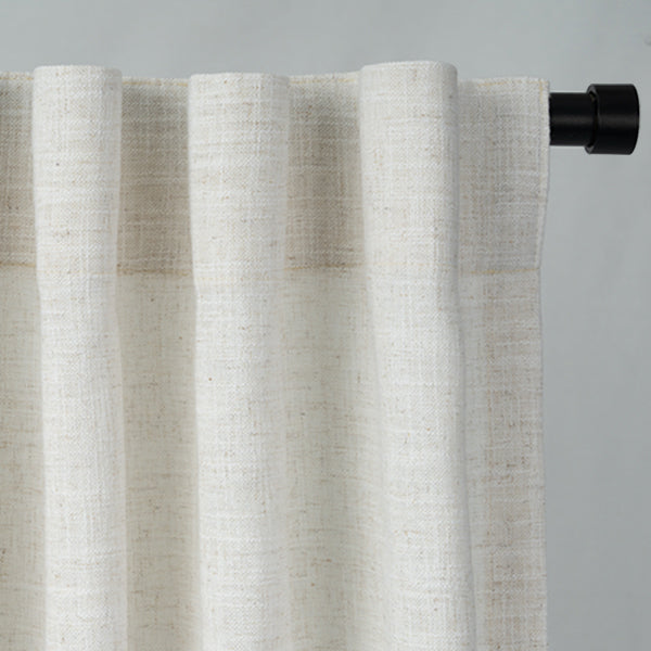 Linen Blackout Curtains with Back Tab - Modern Aegean Blue Custom Drapes for Bedroom & Living Room | Noise Reducing & Thermal Insulated Window Treatments