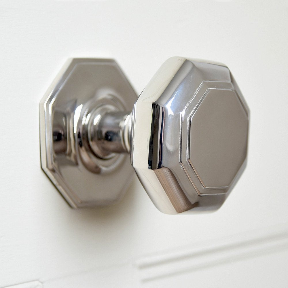Polished Nickel Octagonal Door Pull - Large Size for Cabinet, Drawer & Furniture - Elegant & Durable Hardware Upgrade for Home & Office