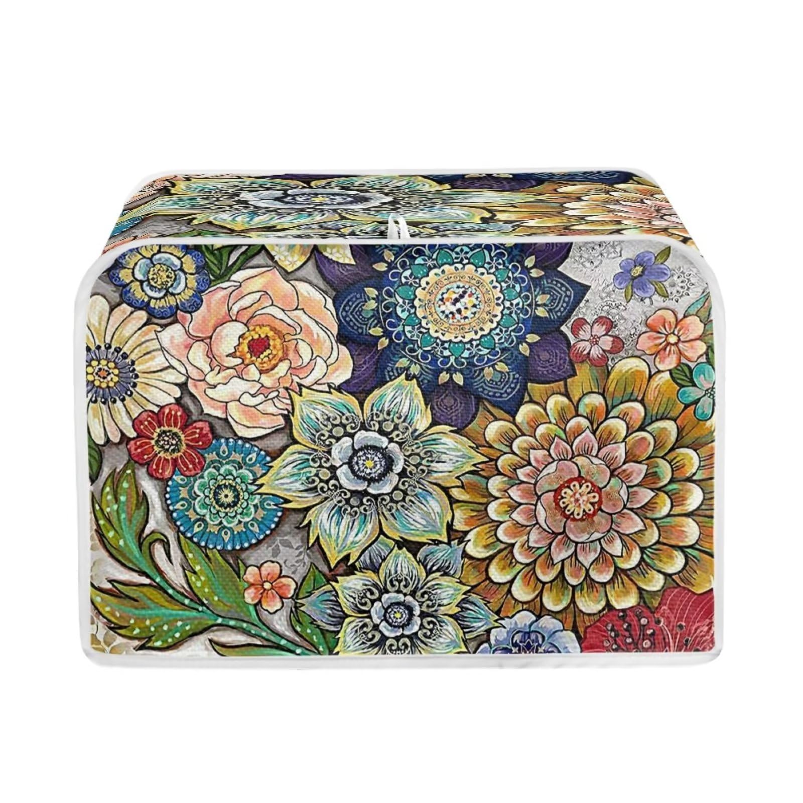4-Slice Mandala Floral Toaster Cover - Dustproof Kitchen Appliance Protector for Bread Makers | Elegant Home Decor & Perfect Gift for Women | Ideal for Kitchens, Dining Rooms & Housewarming Presents