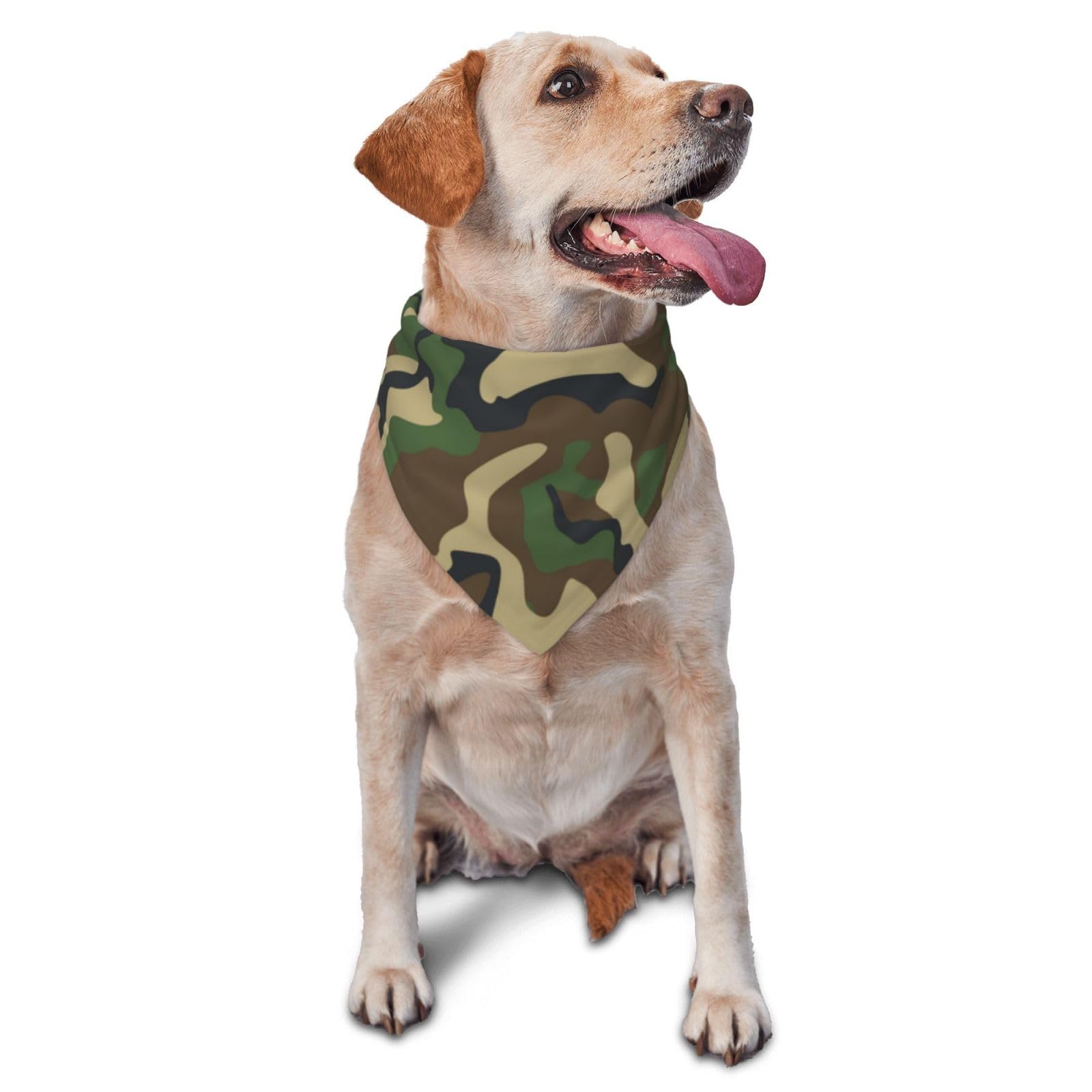 Washable Camouflage Dog Bandana - Adjustable Summer Dog Scarf for Medium & Large Dogs | Army Style Triangle Puppy Bandana Bib Handkerchief | Perfect for Outdoor Adventures, Walks & Pet Photos