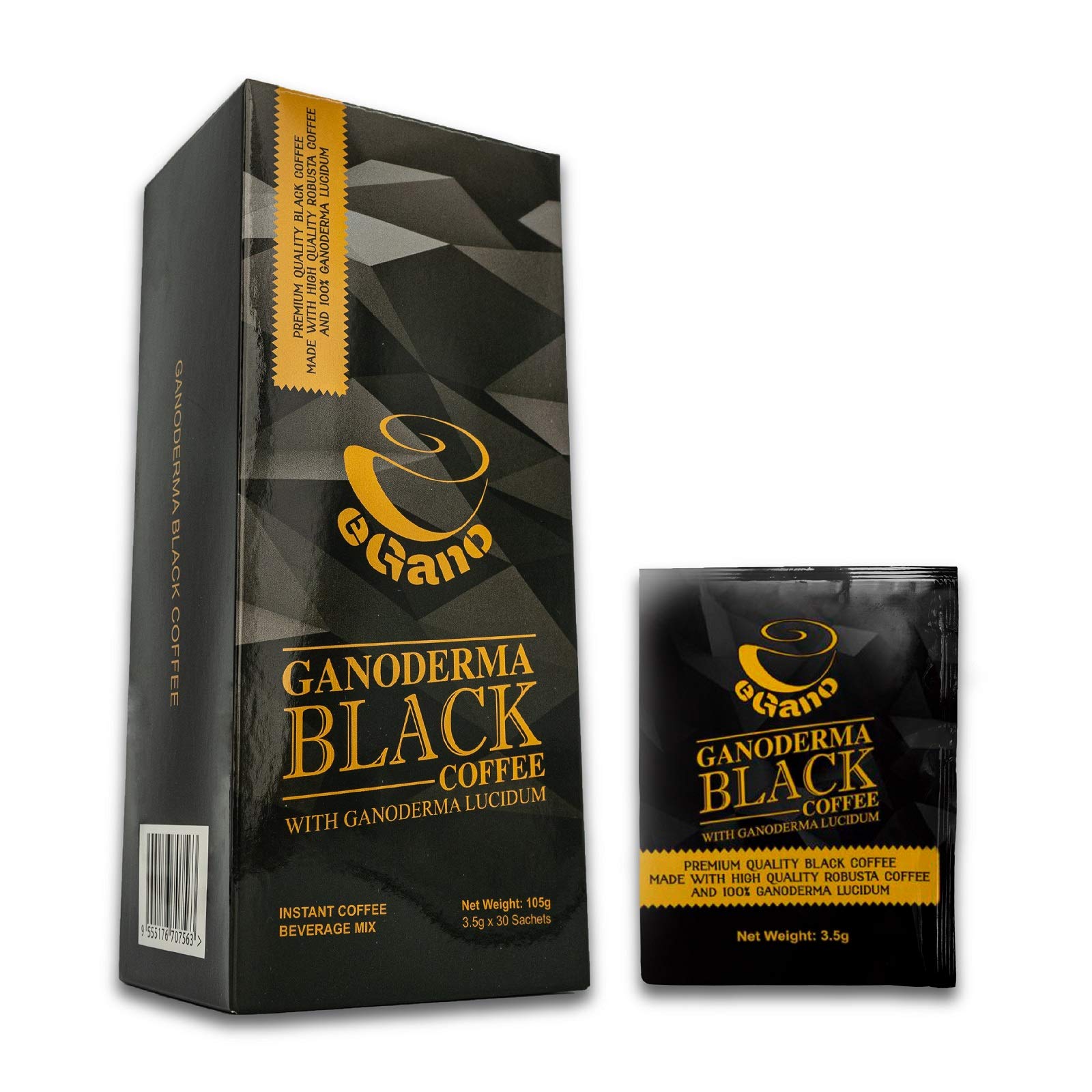 Premium eGano Ganoderma Black Coffee with Ganoderma Lucidum Extract - 4 Boxes (3.5g x 30 Sachets Each) | Instant Coffee for Energy Boost & Wellness | Perfect for Office, Travel & Daily Antioxidant Support