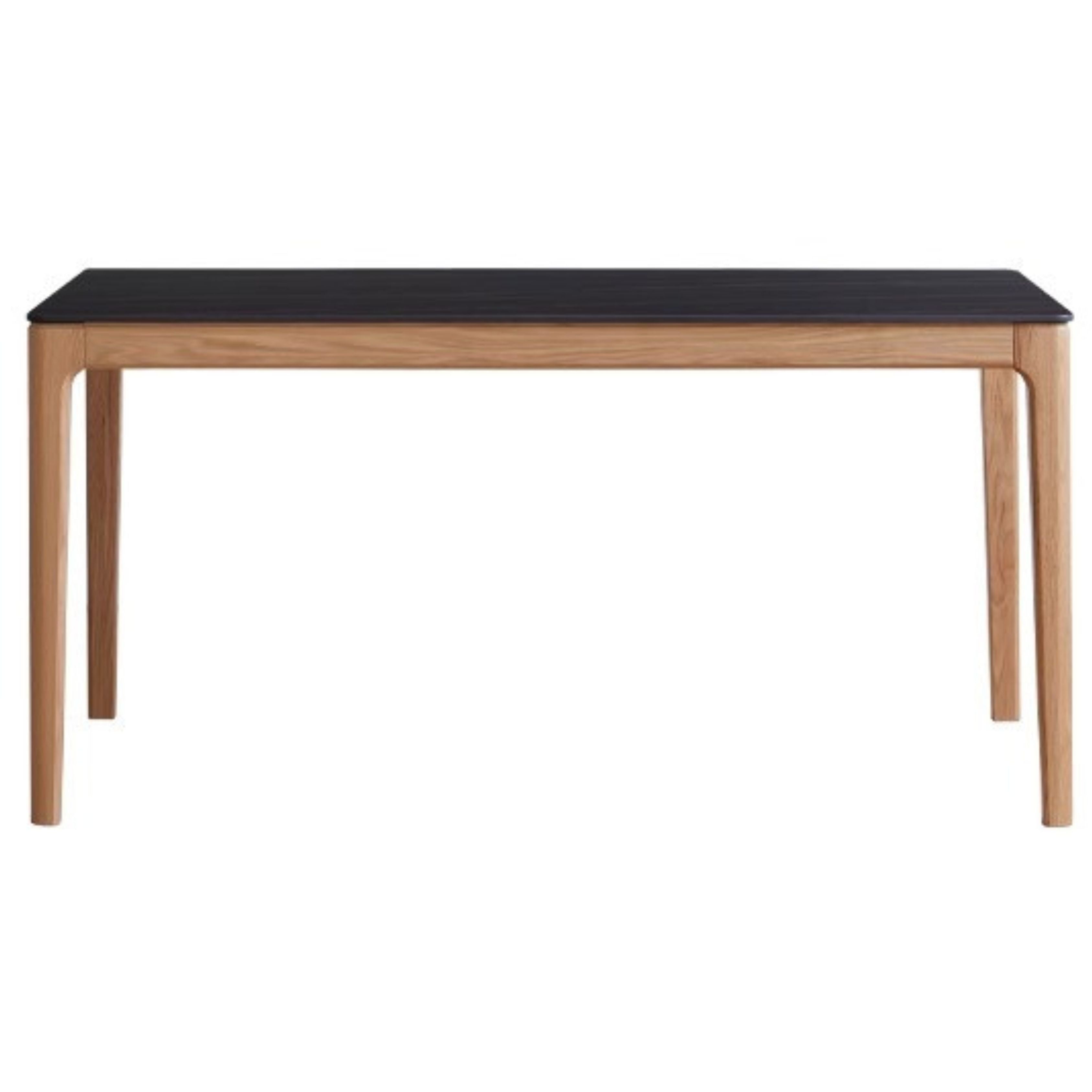 Solid Oak & Ash Wood Dining Table with Natural Rock Slab Surface - Rustic Farmhouse Style for Dining Room & Kitchen Decor