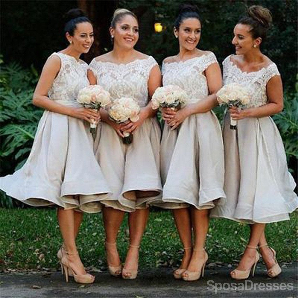 Elegant Cap Sleeve Lace Organza Knee-Length Bridesmaid Dress WG117 - Perfect for Weddings, Formal Events & Special Occasions