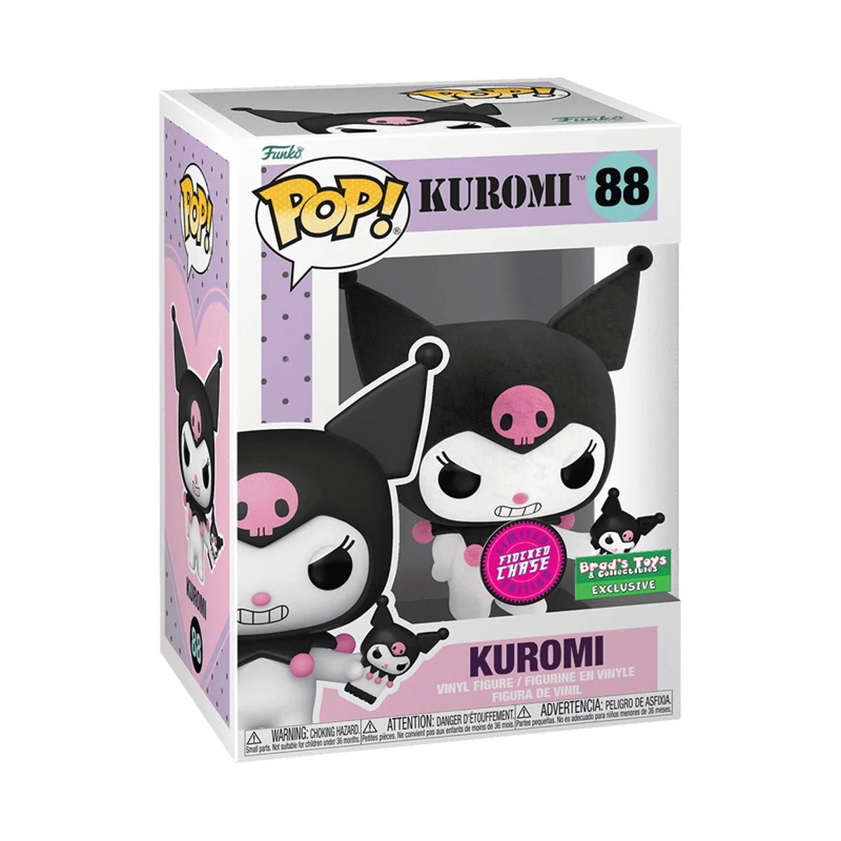 Sanrio Flocked Kuromi with Phone - Limited Edition Collectible Figure by Brad's Toys | Cute Anime Plush for Home Decor, Office Desk & Kawaii Gift