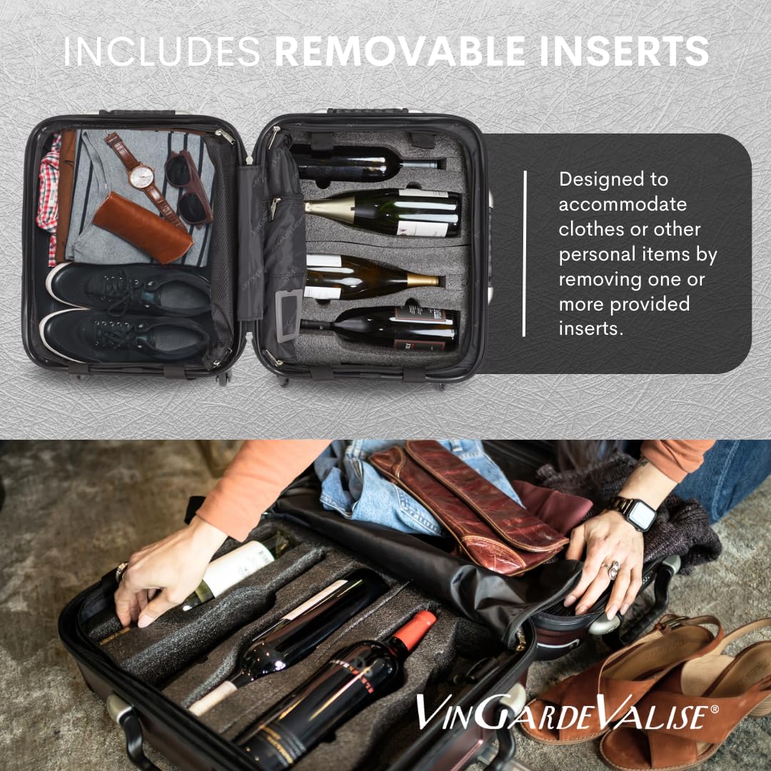 VinGardeValise® The Original 8-Bottle Wine Suitcase - TSA Approved Hard Shell Travel Luggage with Shockproof Foam for Secure Wine Bottle Protection | Perfect for Wine Enthusiasts, Collectors & Air Travel | Durable Black Design for Safe Wine Transport