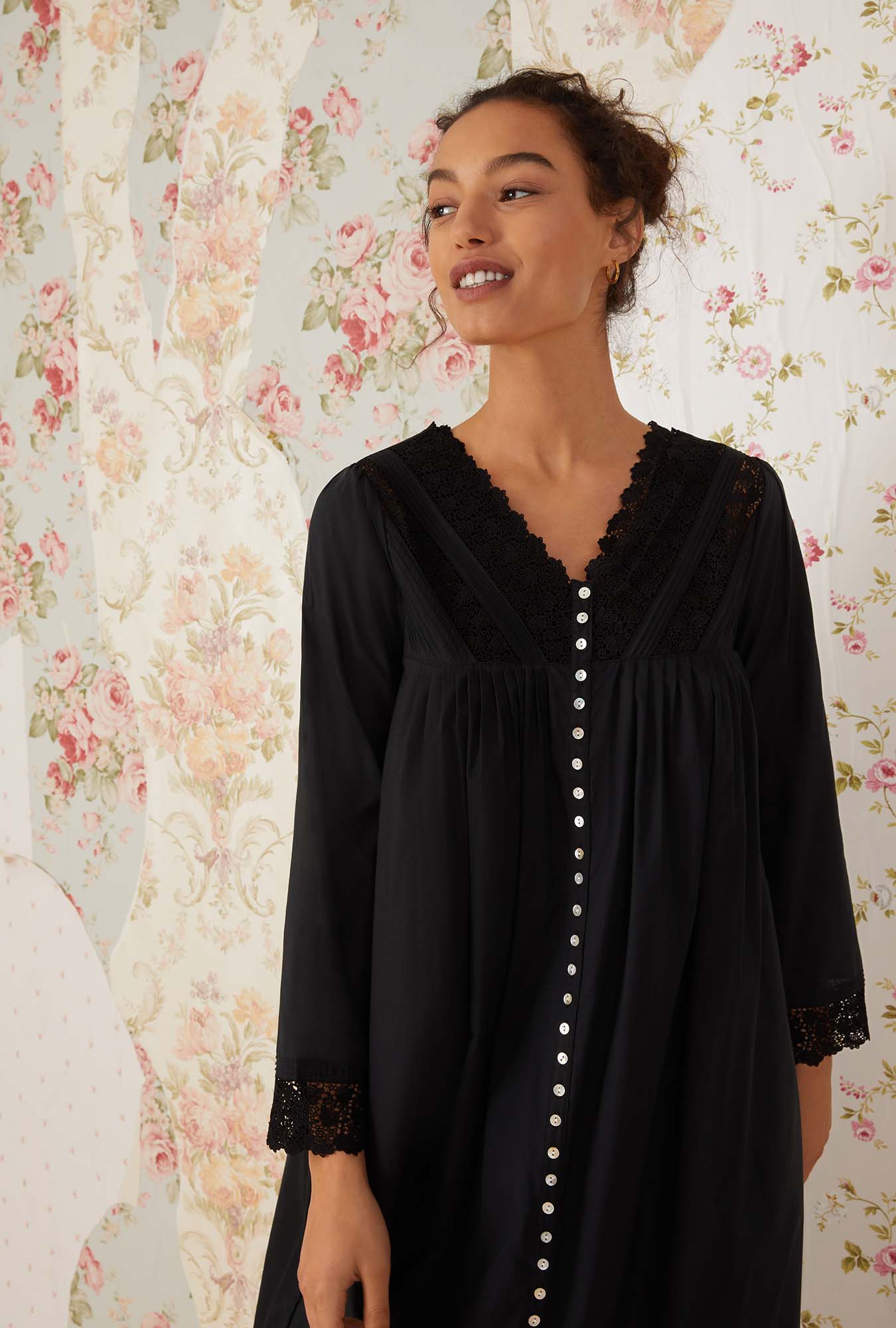 Portofino Women's Elegant Ballet Button Front Robe - Soft Long Sleeve Loungewear for Home, Spa & Bridal Dressing