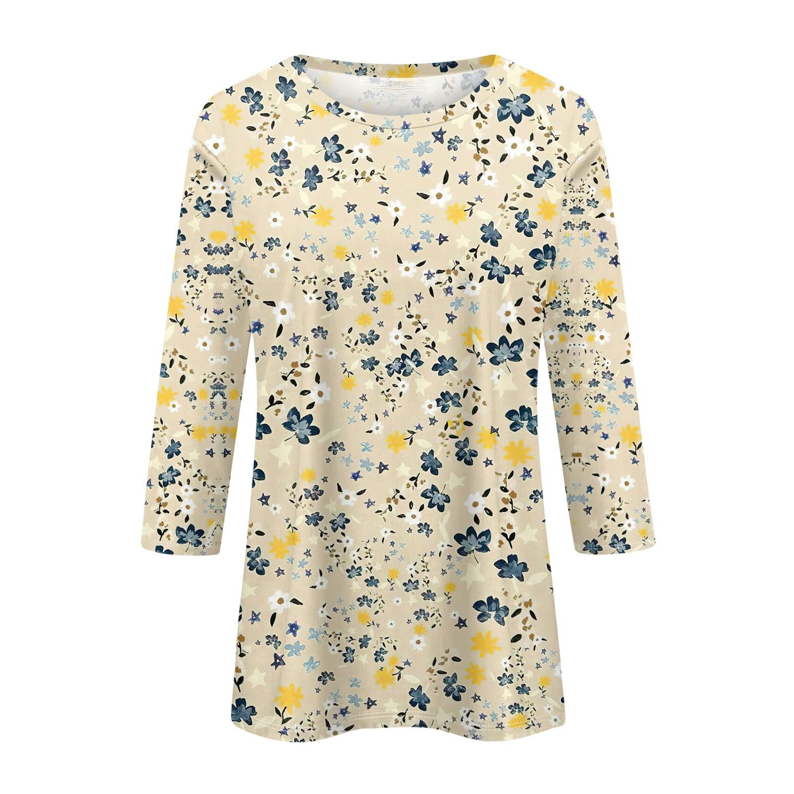 Women's 3/4 Sleeve Summer Tops - Casual Crewneck Loose Fit Tunic Blouse for Women | Perfect for Beach, Office & Everyday Wear