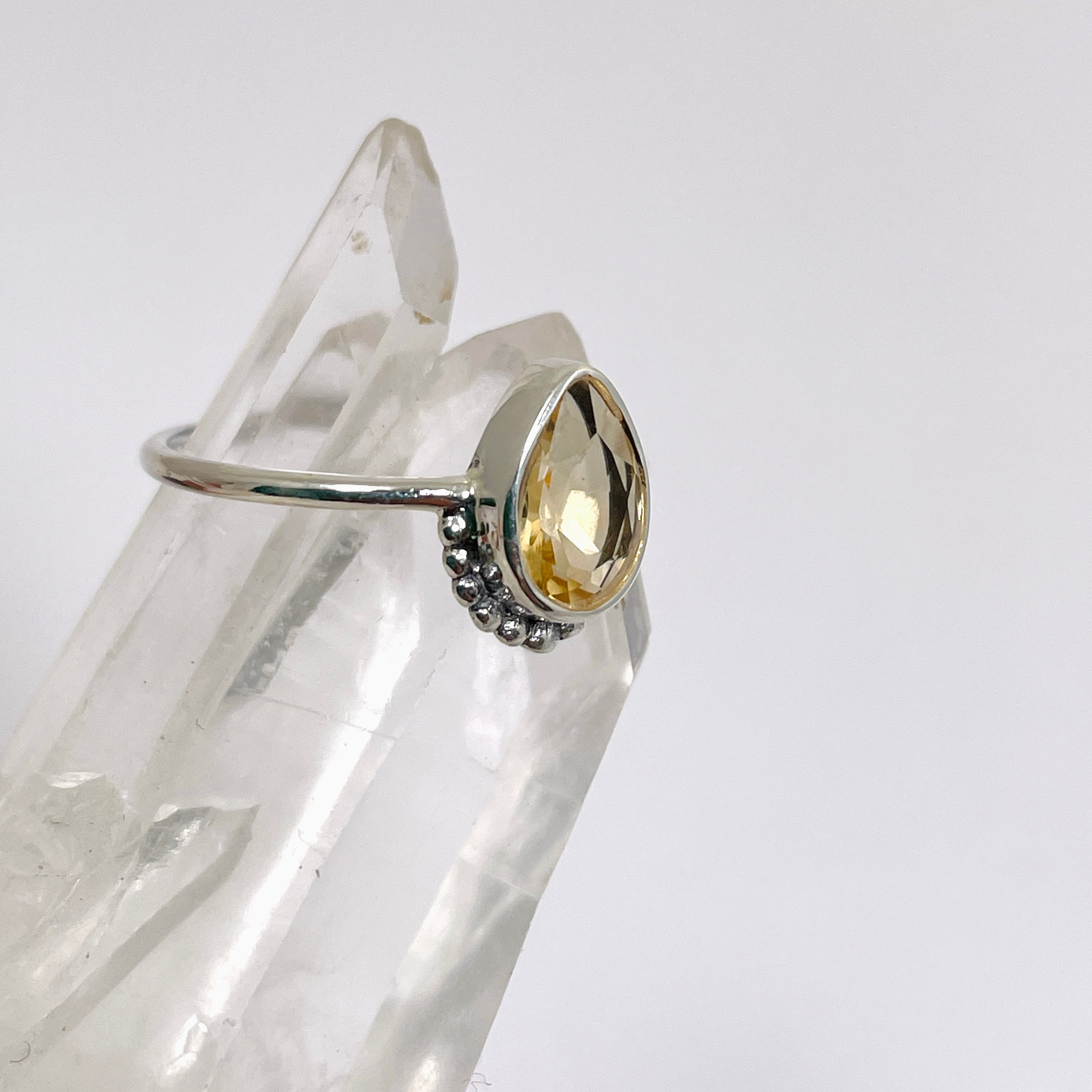Citrine Teardrop Fine Band Ring R3800 CIT - Elegant Gemstone Jewelry for Women, Perfect for Weddings, Parties & Special Occasions