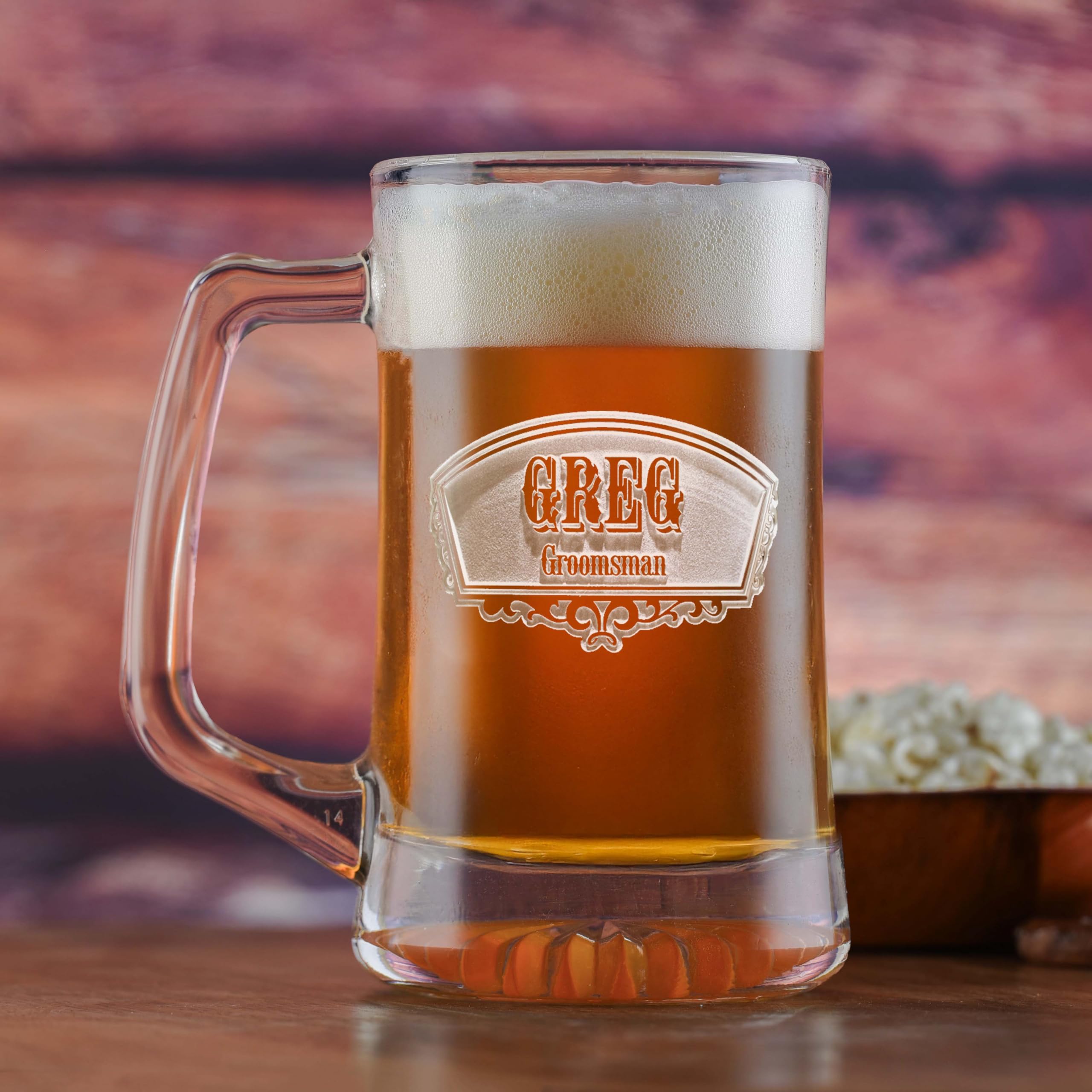 Personalized Groomsmen Beer Mugs Set of 6 - Best Man Wedding Gift Ideas for Bachelor Party, Bridal Shower & Anniversary Celebrations