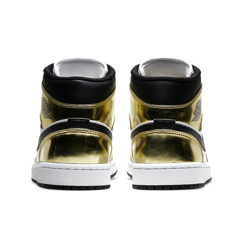 Air Jordan 1 Mid Sneakers - White Metallic Gold Black Basketball Shoes for Men | Perfect for Streetwear, Casual Outfits & Sports Performance