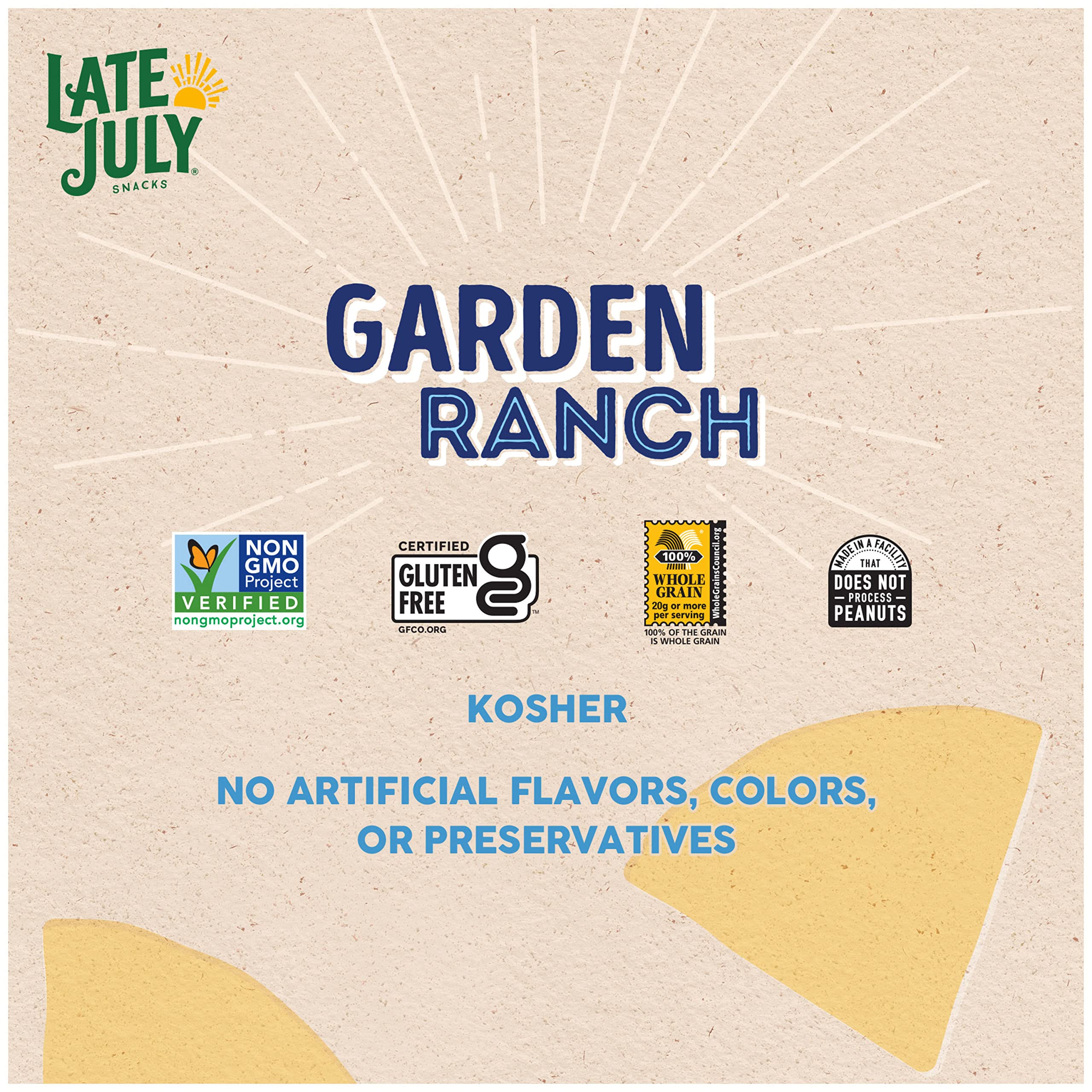 Organic Late July Garden Ranch Tortilla Chips - 7.8oz Bags (Pack of 12) | Gluten-Free Snacks for Parties, Picnics & Healthy On-the-Go Munching