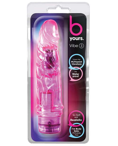 B Yours Vibe 3 Purple 7.25 Inch Rechargeable Vibrating Dildo - Powerful G-Spot Stimulator for Solo Play & Couples Intimacy
