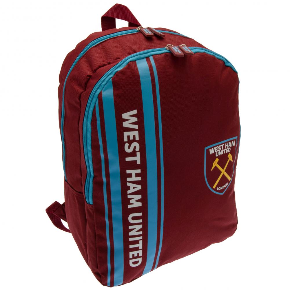 West Ham United Stripe Backpack - Stylish Soccer Fan Gear for School, Travel & Game Day | Official Team Design
