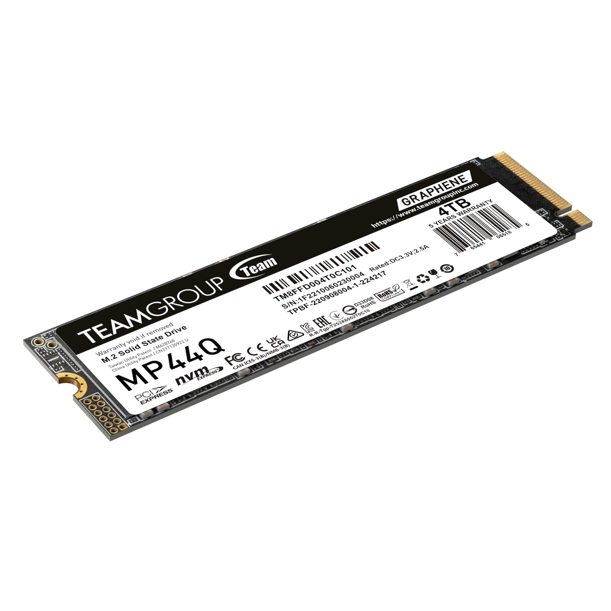 TEAMGROUP MP44Q 4TB PCIe 4.0 NVMe M.2 SSD - 7400MB/s Read, 6500MB/s Write - SLC Cache, Gen4x4 2280 - Compatible with Laptop, Desktop, NUC & NAS - High-Speed Storage for Gaming, Video Editing & Data Backup