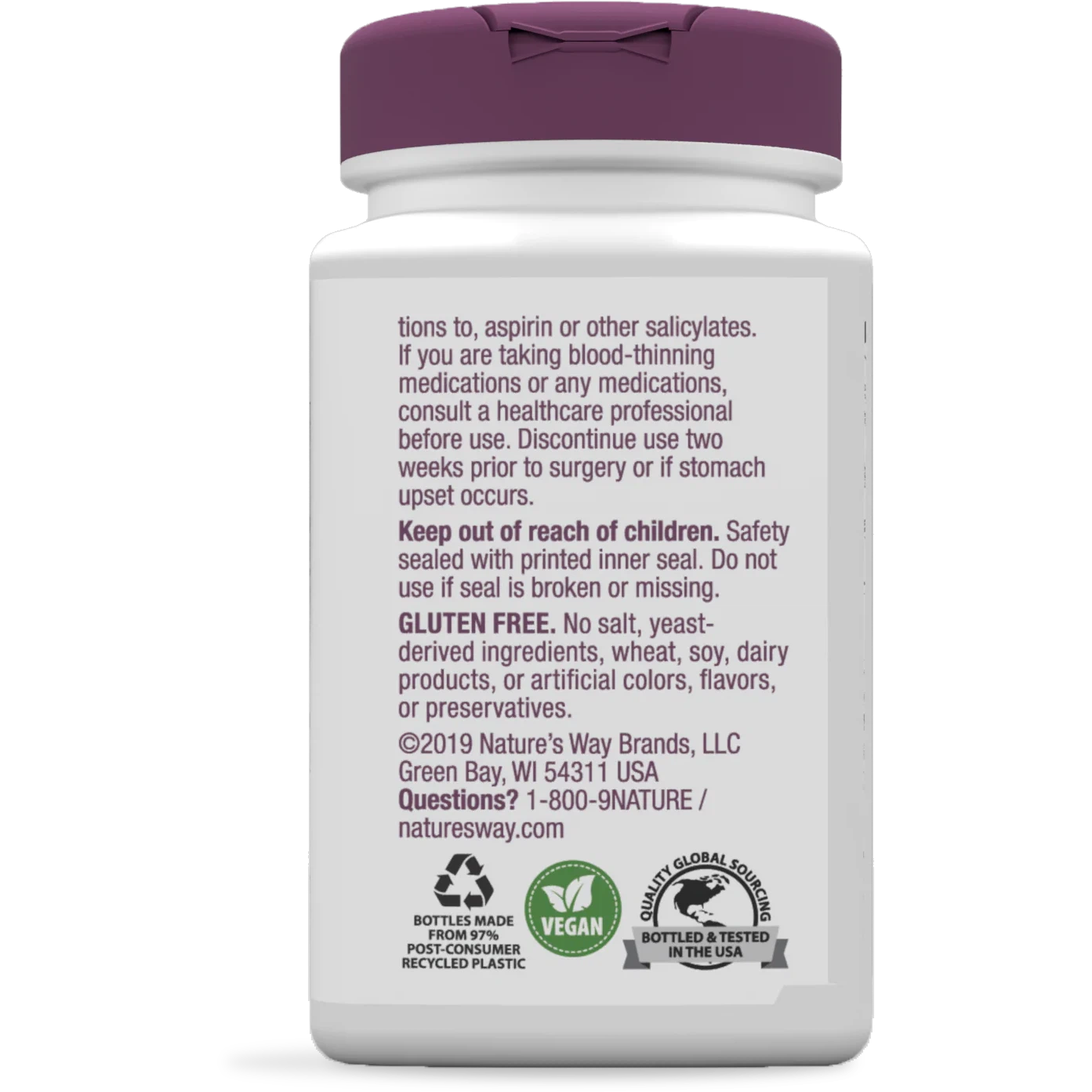 Nature's Way Premium White Willow Bark Extract - Natural Pain Relief & Anti-Inflammatory Supplement for Joint & Muscle Support - Perfect for Active Lifestyles & Post-Workout Recovery