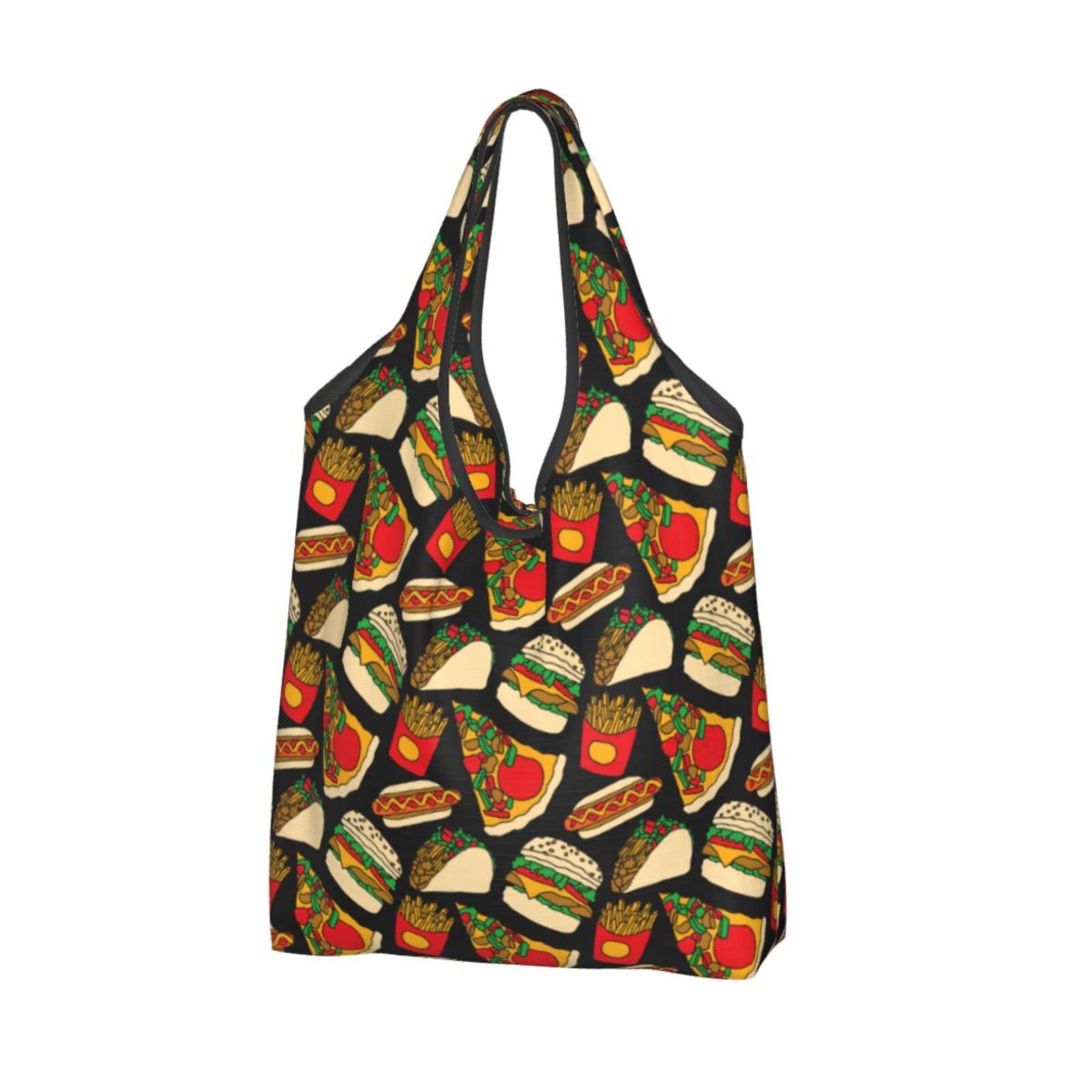 Reusable Waterproof Shopping Bags - Large Foldable Grocery Tote for Fast Food, Pizza, Burgers, Hotdogs & Tacos | Perfect for Grocery Hauling, Picnics & Takeout Orders