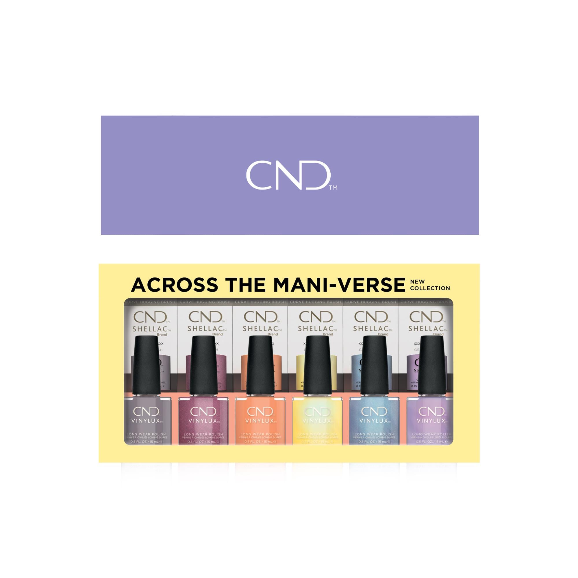 CND Shellac & Vinylux Nail Polish Set - 12 Piece Prepack Collection (Across The Mani Verse) | Professional Gel & Longwear Polish Kit for Salon & Home Manicures