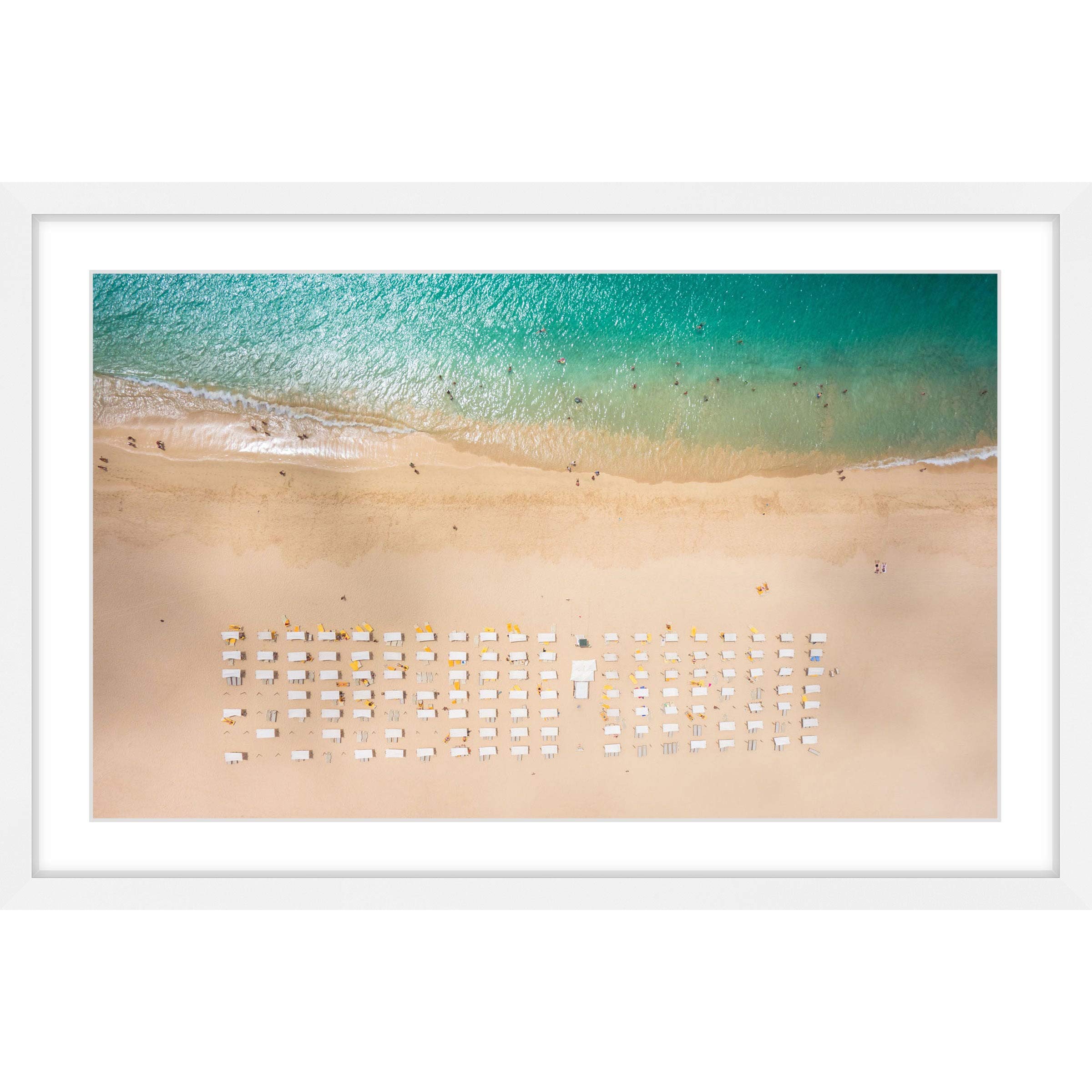 Handmade Beach Goers Framed Print 36x24 - Coastal Wall Art Decor for Living Room, Bedroom & Office - Marmont Hill
