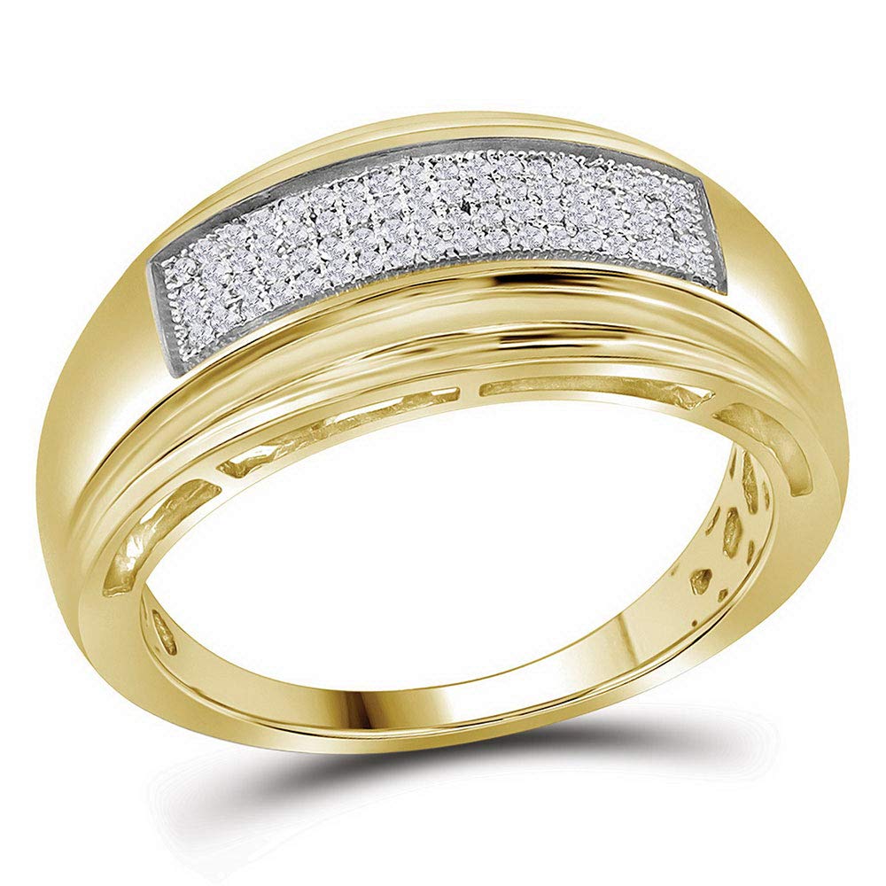 1/5 CTTW Yellow-Tone Sterling Silver Men's Round Diamond Wedding Band Ring - Perfect for Engagements, Anniversaries & Special Occasions