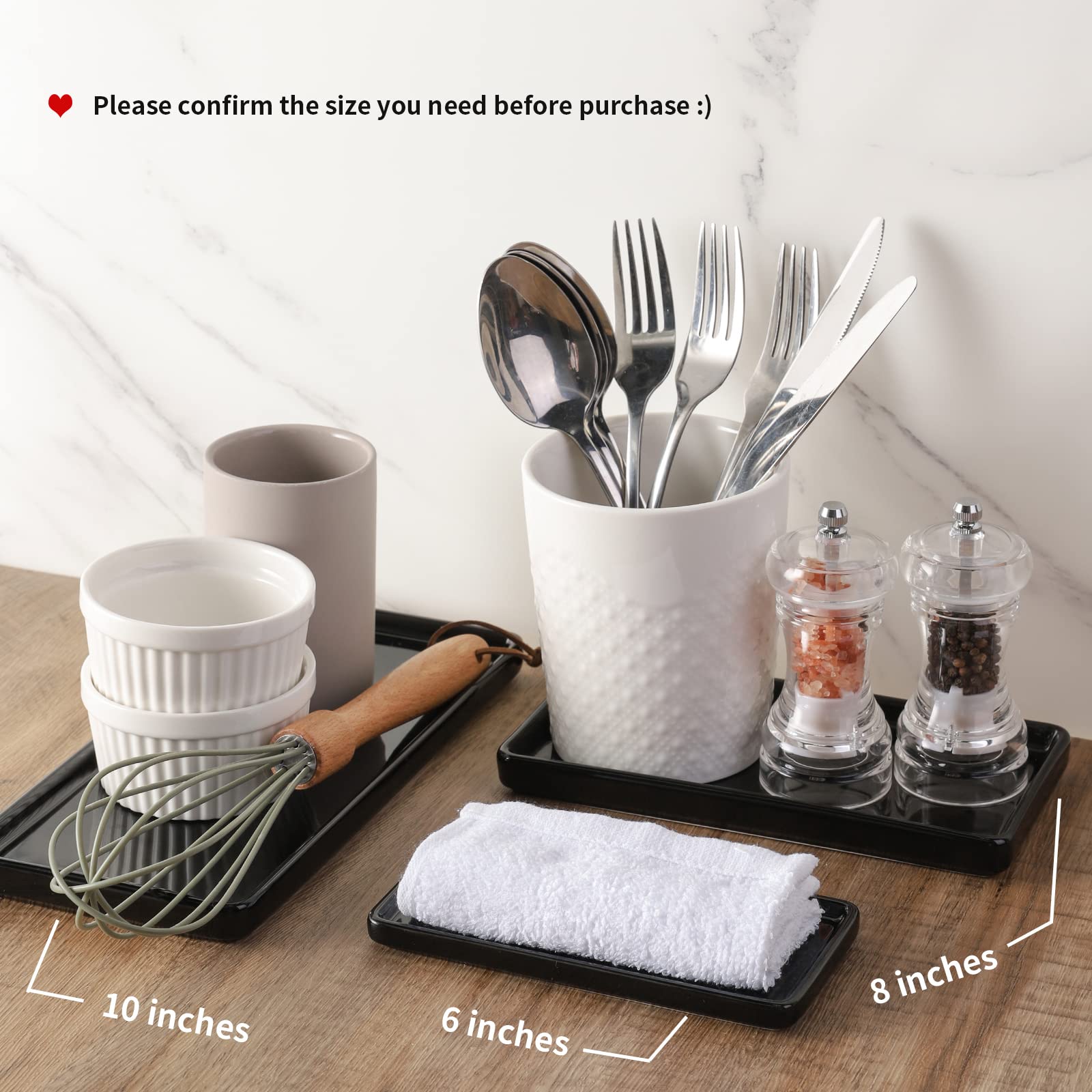 Gurygo 6 Inch Ceramic Bathroom Vanity Tray - Small Soap Dish Organizer for Countertop, Bathtub & Kitchen - Elegant Black Bath Accessories for Home Decor & Spa Relaxation