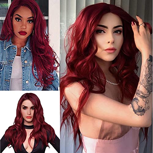 Long Straight Ombre Brown Wig with Middle Part - Natural Looking Synthetic Hair for Daily Wear & Cosplay