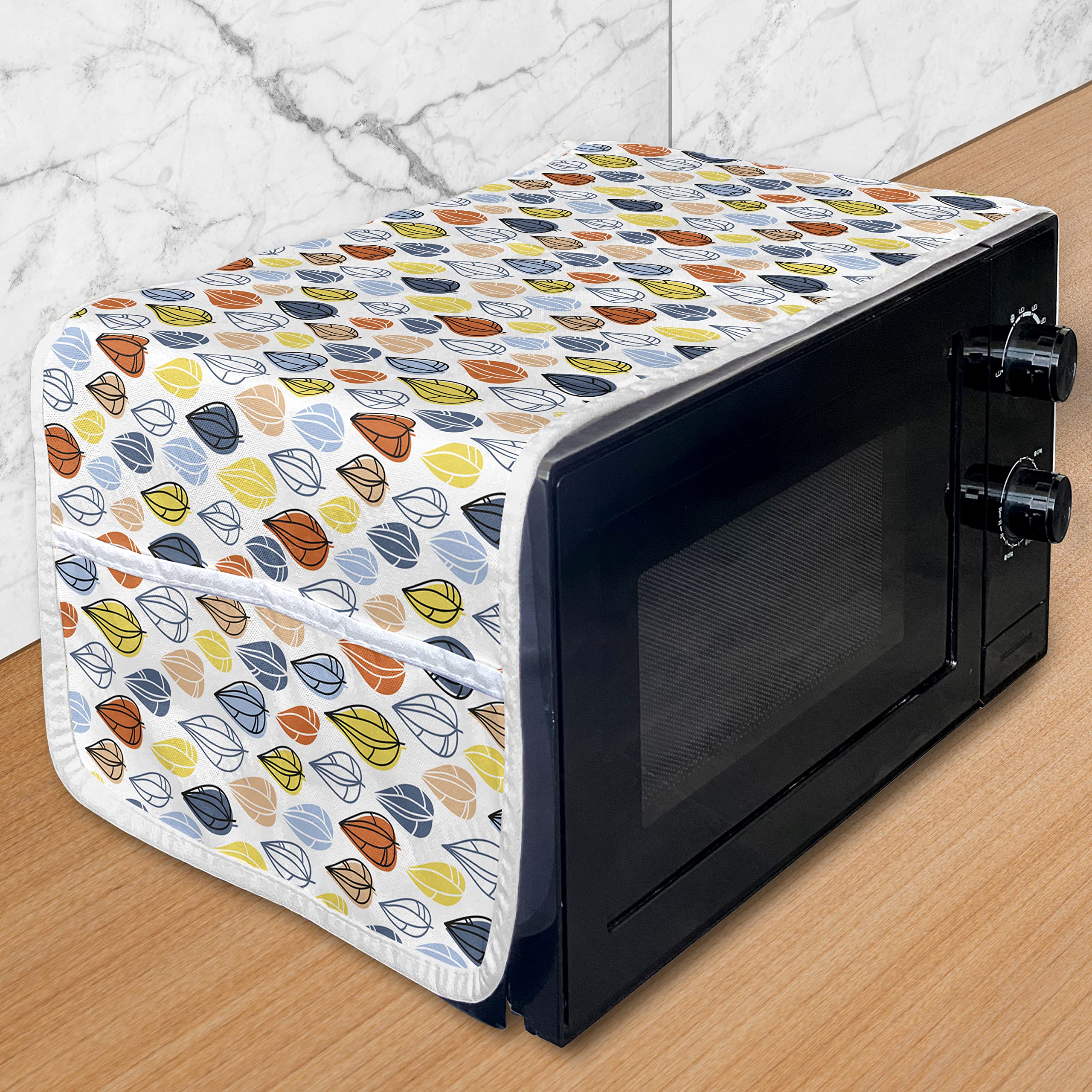 Ambesonne Autumn Microwave Cover - Waterproof Kitchen Organizer with Pockets, 36