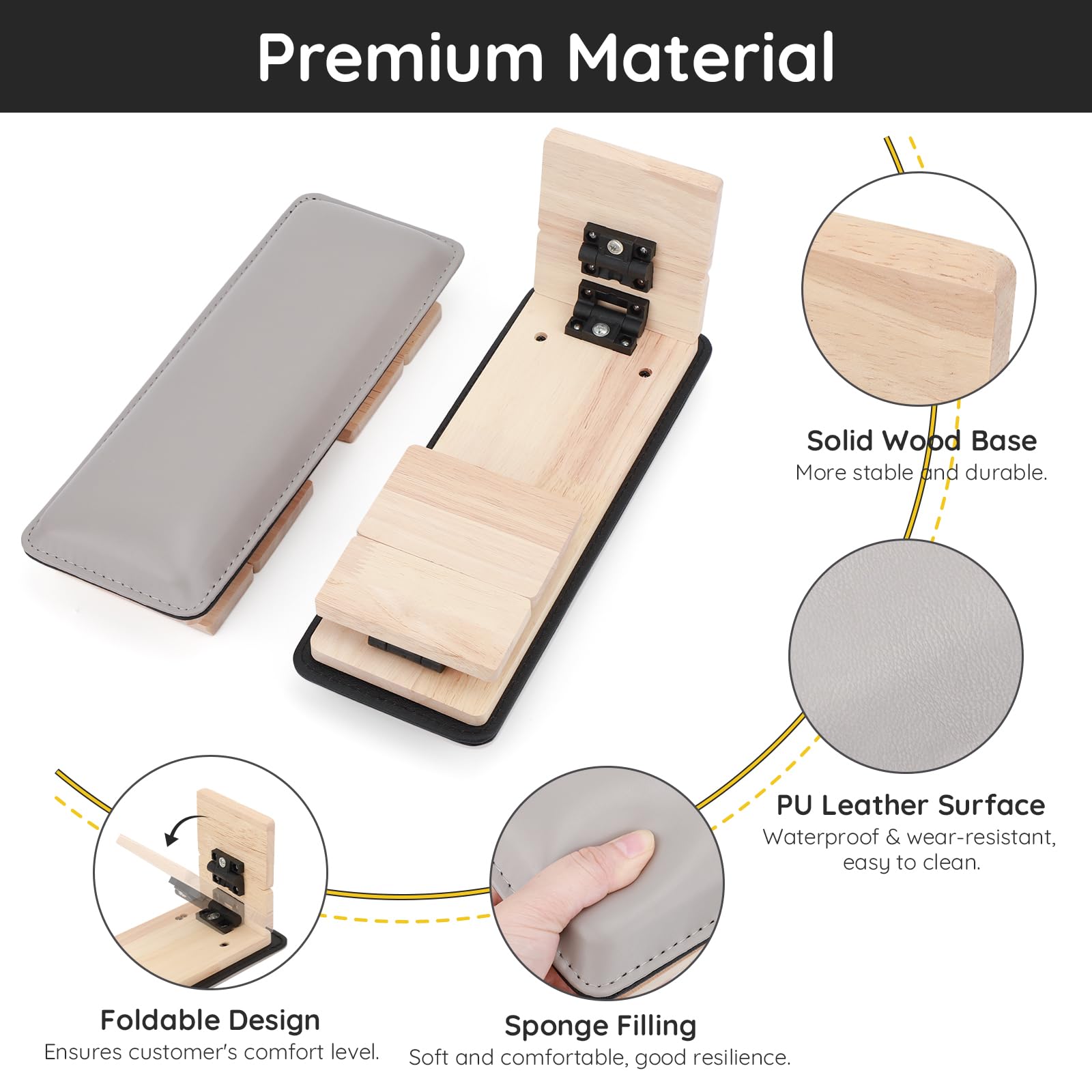 Segbeauty Foldable Nail Arm Rest - 3 Adjustable Height Professional Wooden Manicure Hand Stand, Portable Nail Tech Supplies for Salon & Home DIY Nail Art | Perfect for Gel Polish, Acrylic Nails & Pedicures