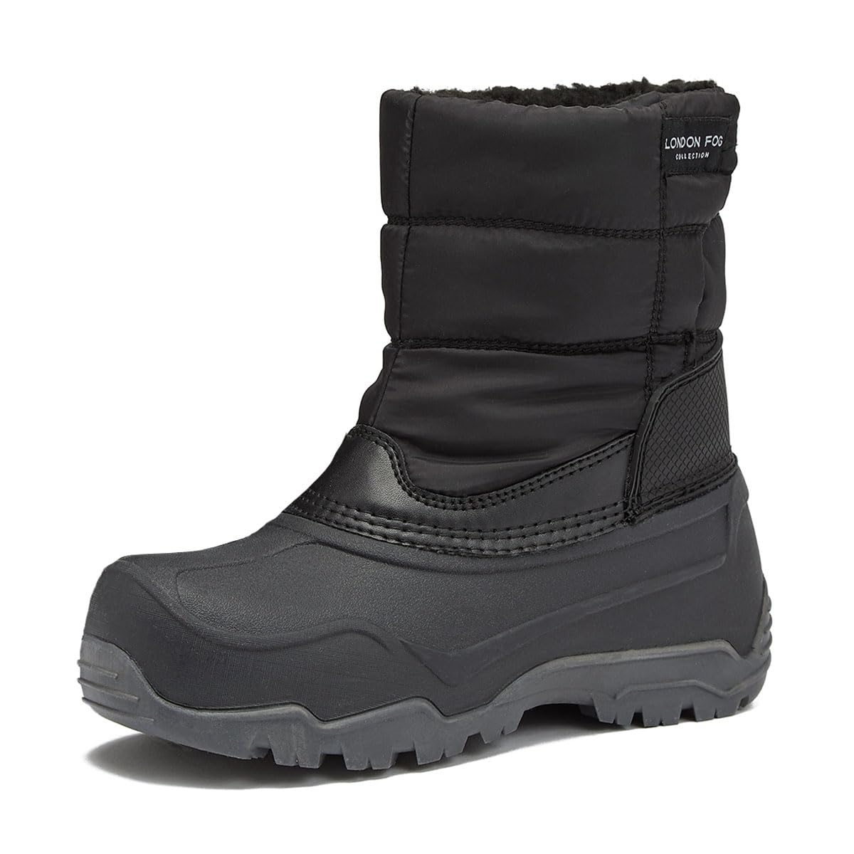 London Fog Jett Waterproof Unisex Kids Snow Boots - Insulated Fleece Lined Winter Boots for Toddlers & Big Kids (Sizes 5-6) - Black, Navy Blue, Grey - Perfect for Snow Play, Winter Hiking & Cold Weather Outdoor Activities