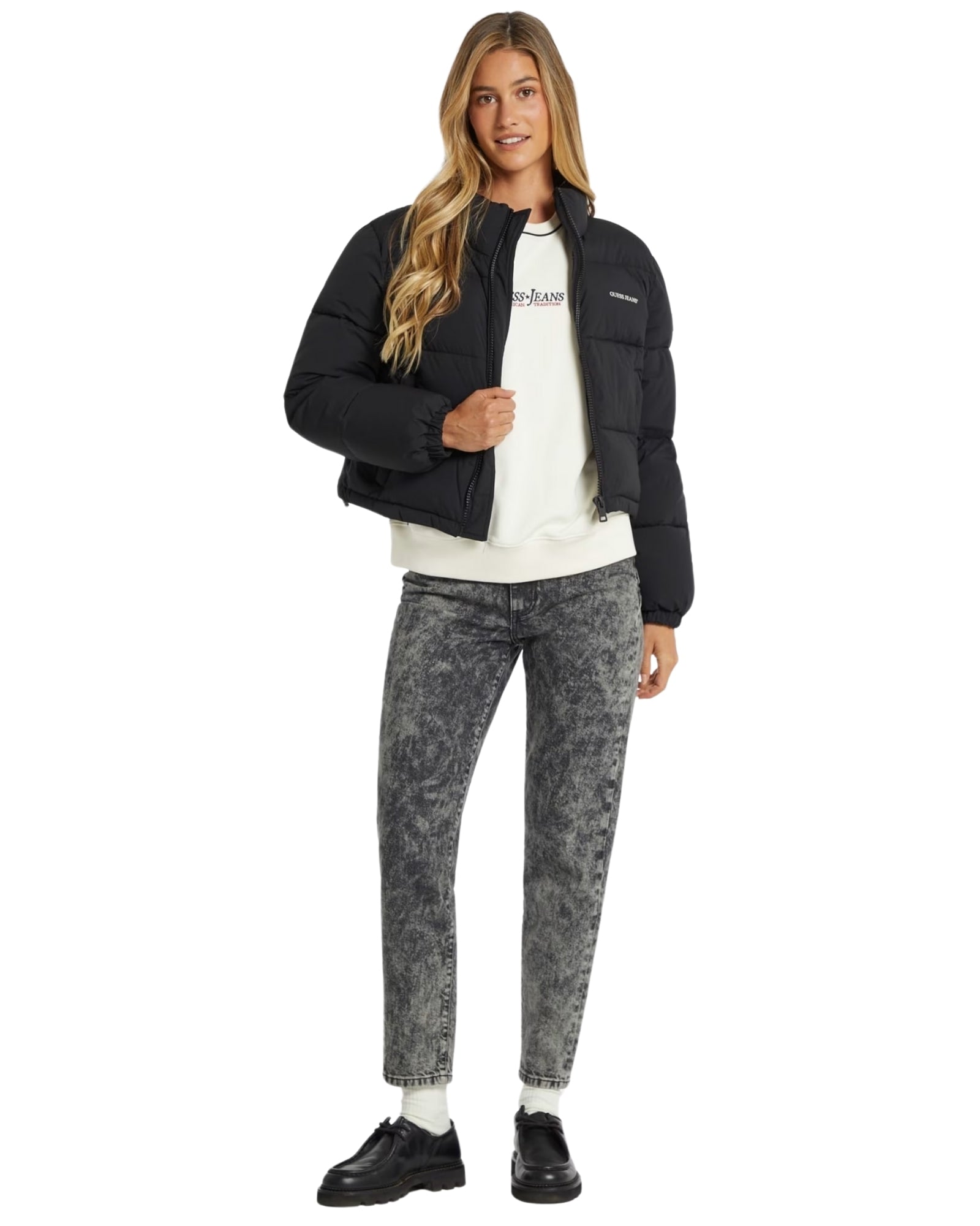 Guess Women's Cropped Puffer Jacket - Lightweight Quilted Winter Coat for Fashion & Warmth | Perfect for Casual Outings, Travel & Cold Weather