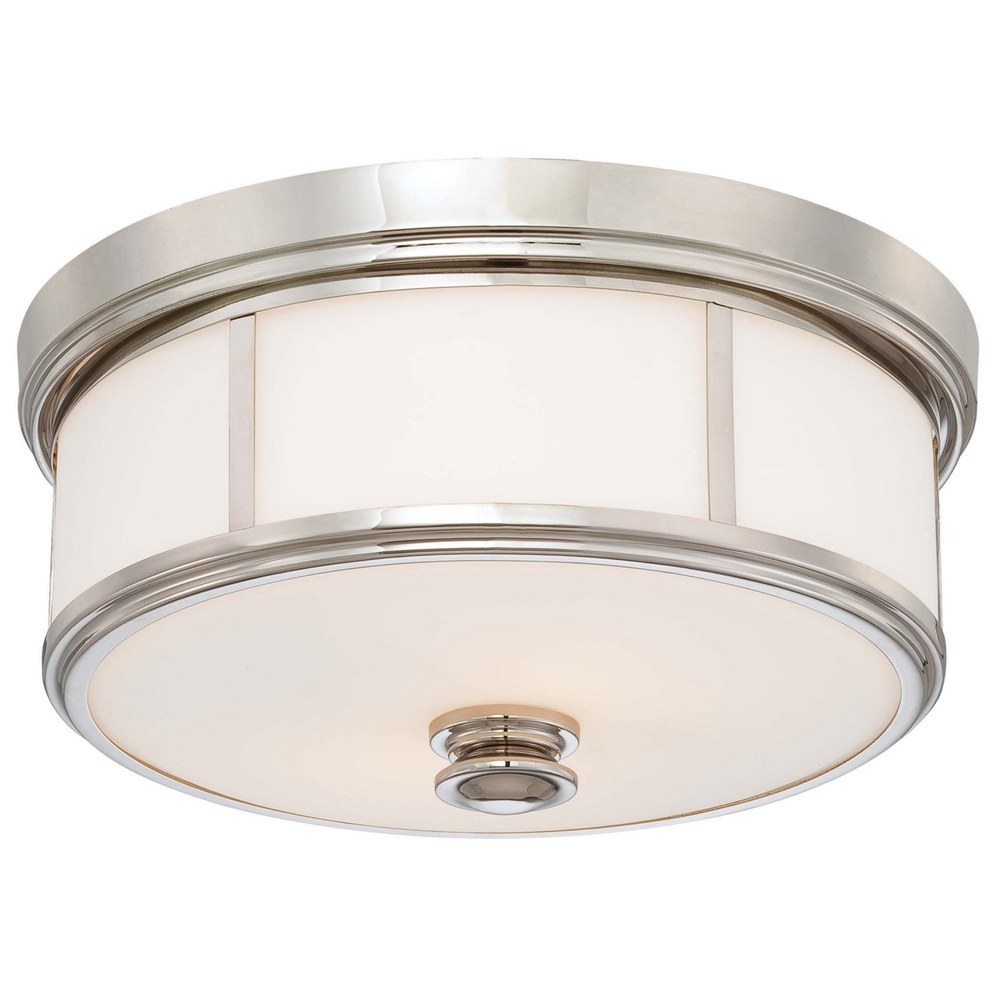 16 Inch 3-Light Flush Mount Ceiling Light Fixture - Polished Nickel Finish for Bedroom, Kitchen, or Hallway Lighting