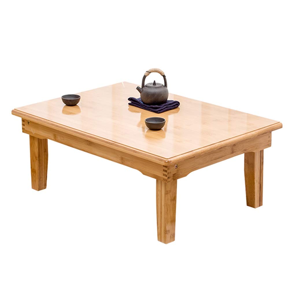 Foldable Bamboo Coffee Table - Small Low Mini Table for Living Room, Balcony, Study, Laptop & Dining - Wood Color 100x60x47cm - Perfect for Small Spaces, Home Office & Outdoor Use