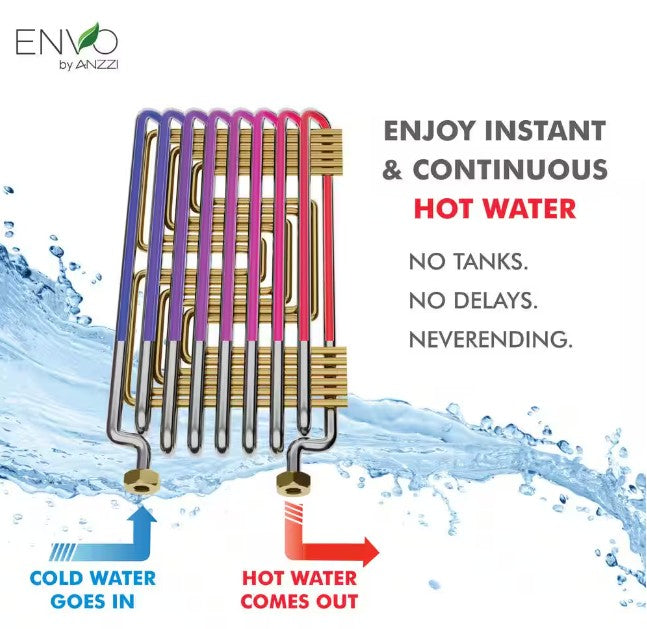 Anzzi WH AZ027 M3 Envo Atami 27kW Tankless Electric Water Heater - 4.8 GPM, Single Phase, Instant Hot Water for Home, Kitchen & Bathroom