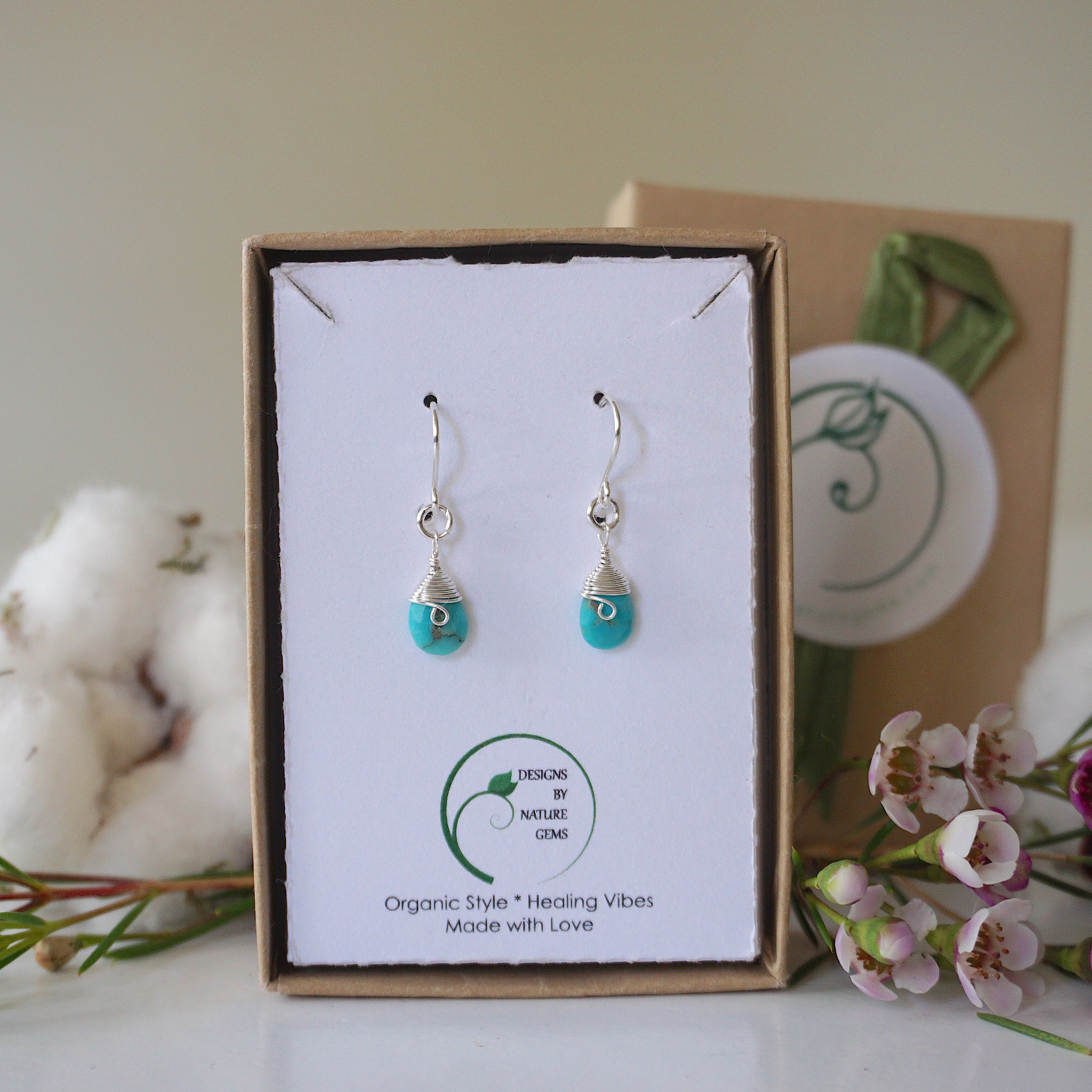Turquoise Teardrop Earrings in Sterling Silver | Handmade Boho Jewelry for Women | Perfect for Weddings, Parties & Everyday Wear