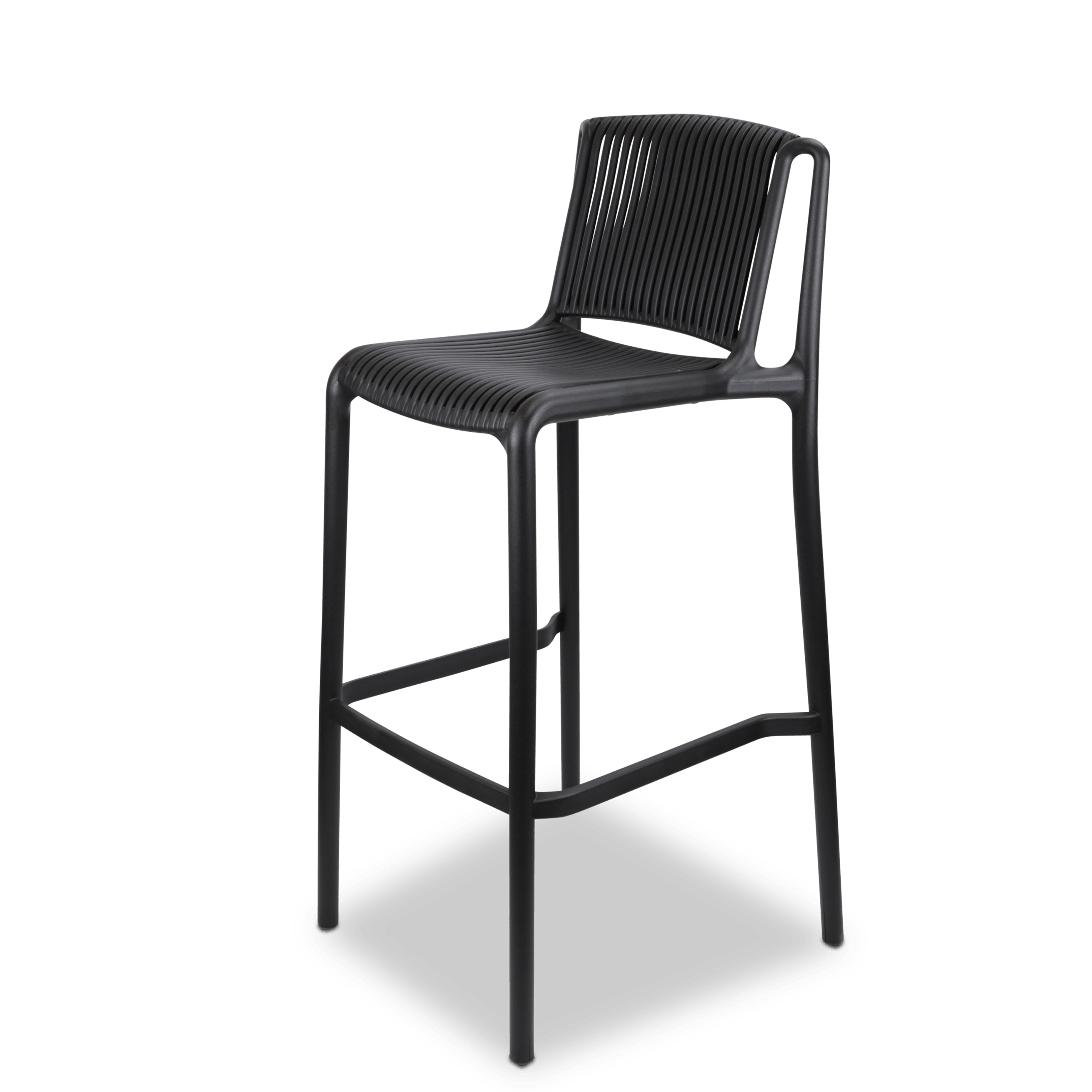 Gunmetal Round 3-Piece Cafe Bar Set with UV-Resistant Plastic Stools - Perfect for Home Bars, Patios & Small Restaurants