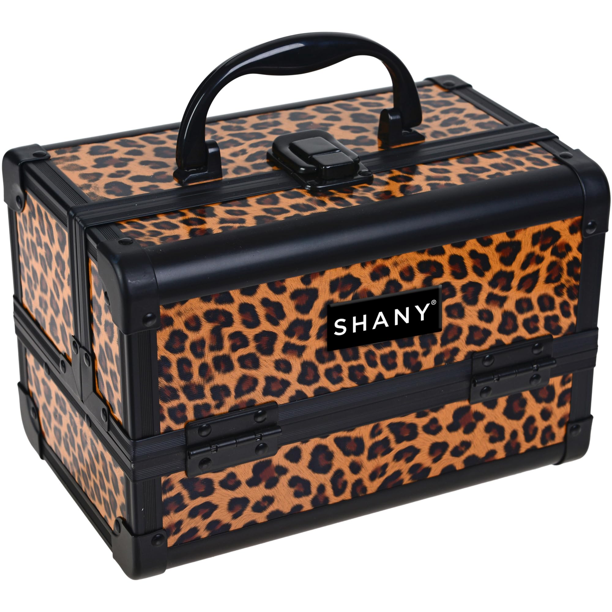 SHANY Chic Makeup Train Case - Portable Cosmetic Organizer with Lock, Multi-Tray Storage & Mirror for Beauty & Jewelry | Travel, Salon & Professional Use - Lost Cheetah Design