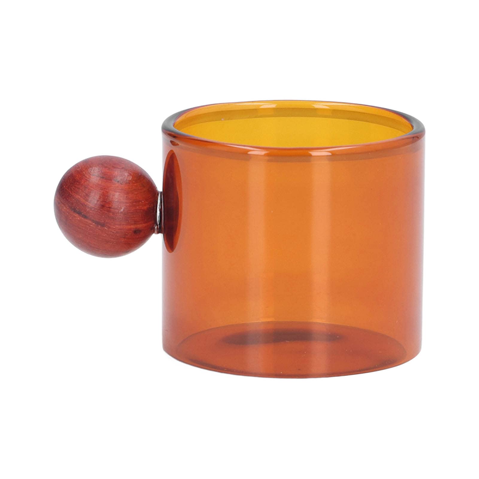 Vintage Style Heat Resistant Glass Coffee Mug with Wooden Lid - Multipurpose Cup for Coffee, Beer & Tea (Amber/Green) - Perfect for Home, Office & Cafe Use