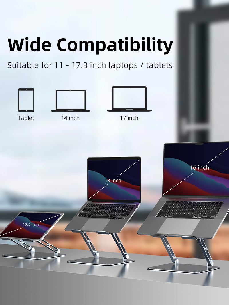 Adjustable Aluminum Laptop Stand for 17 Inch MacBook & Notebook - Ergonomic Height Adjustable Computer Riser for Home Office, Gaming & Workstation Setup