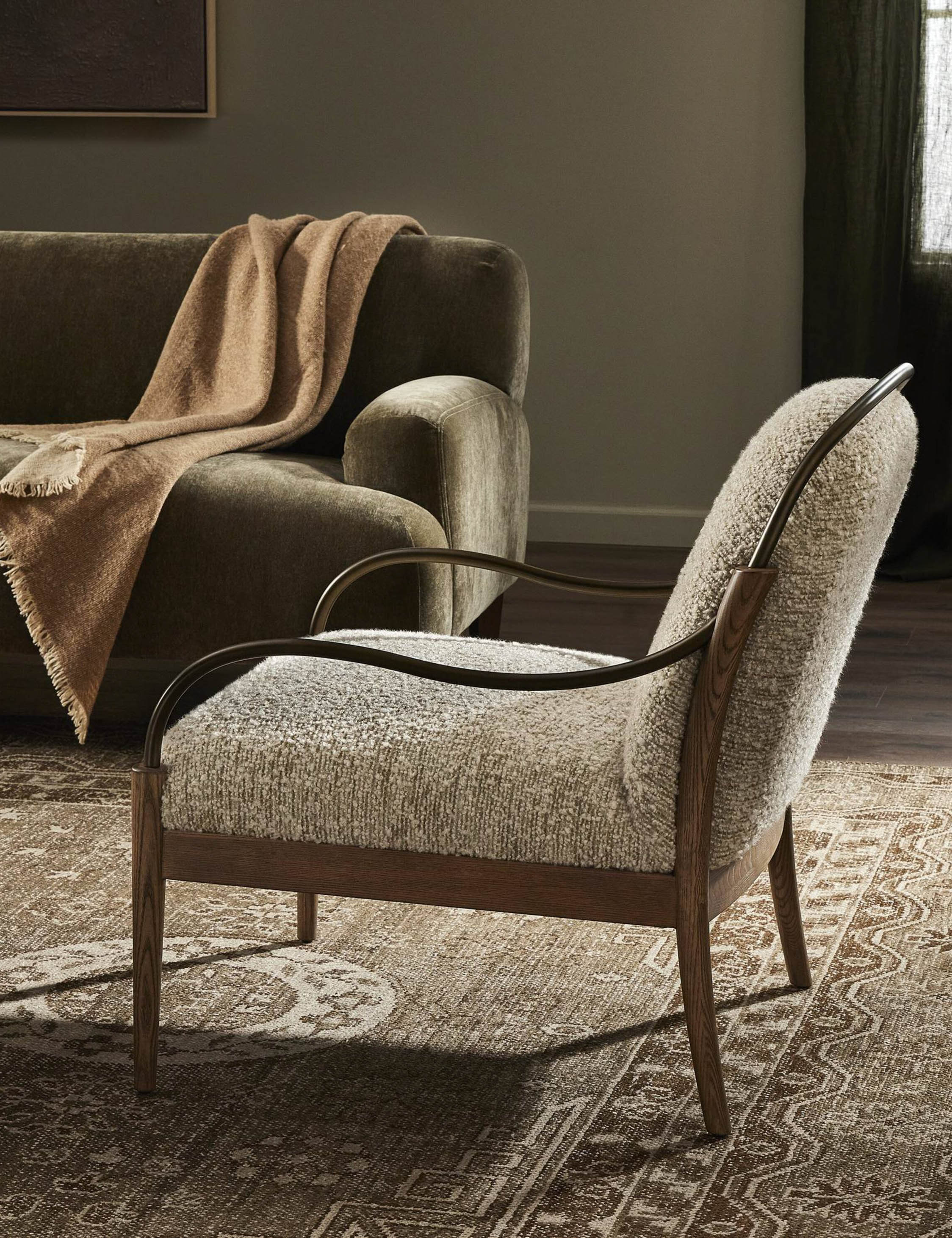 Demi Accent Chair by Amber Lewis x Four Hands - Modern Upholstered Lounge Chair for Living Room, Bedroom & Office - Stylish Home Decor Furniture