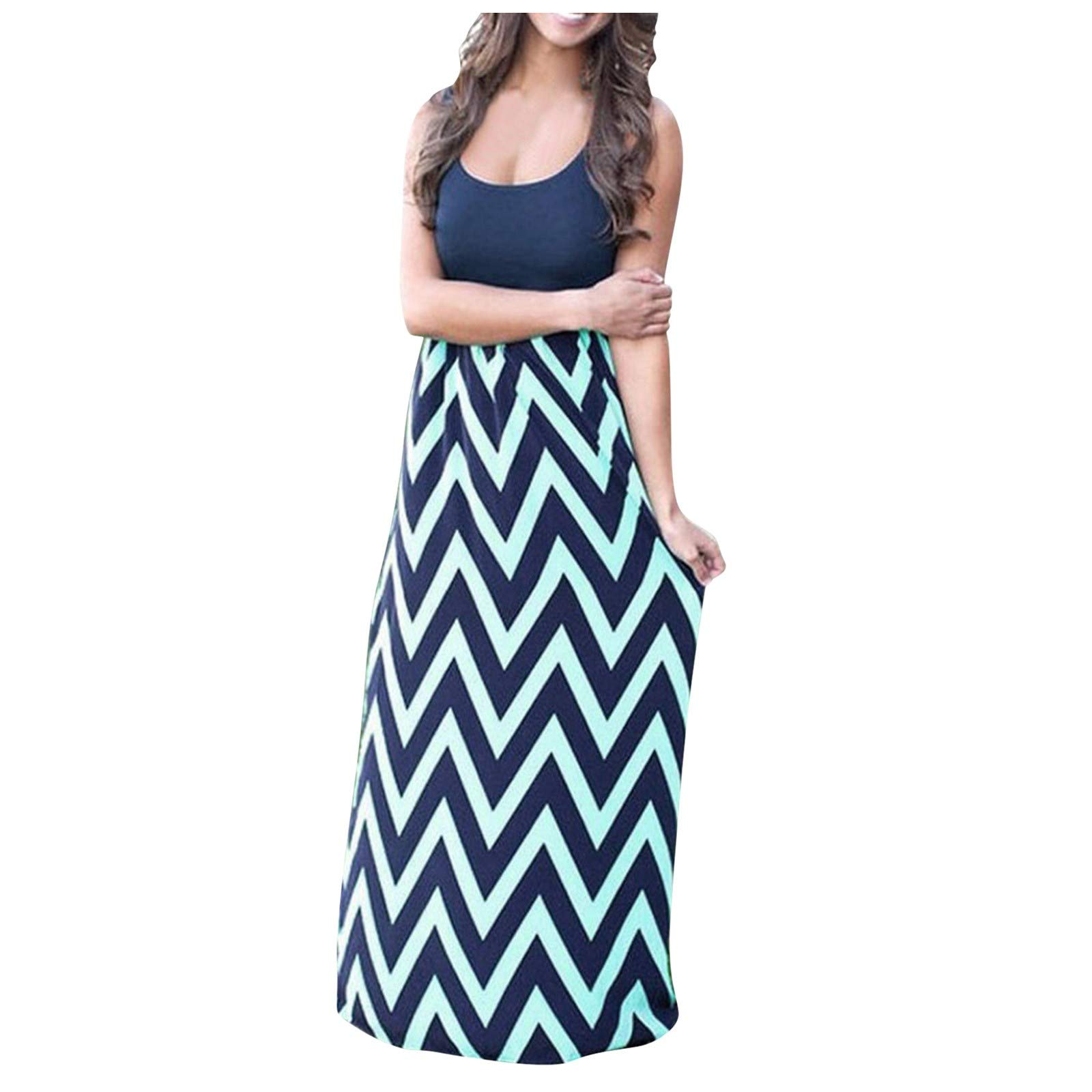 Boho Striped Maxi Dress for Women - Casual Long Summer Sundress, Beach Cover Up, Spring Flowy Dress | Perfect for Vacations, Pool Parties & Outdoor Events