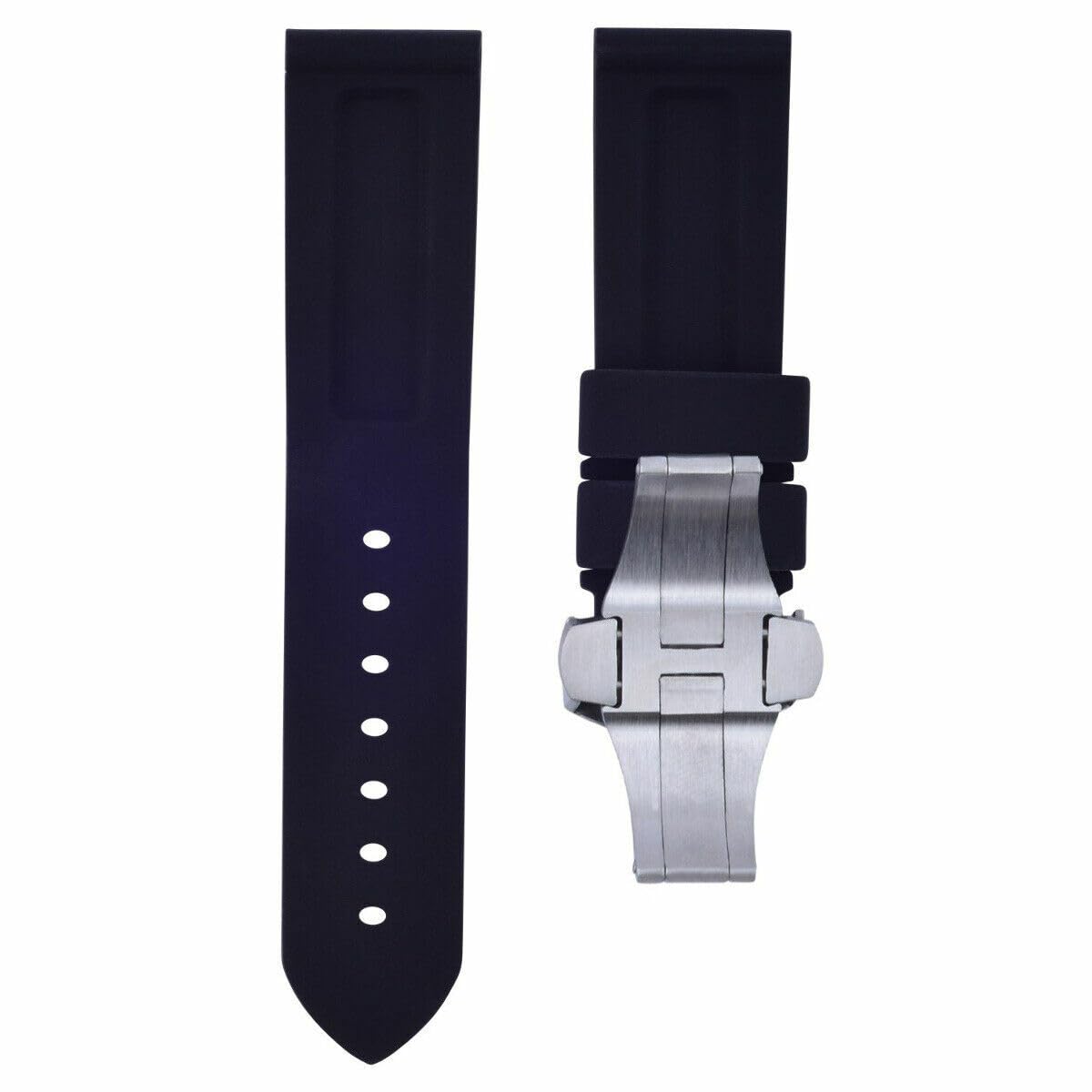 22mm-24mm Rubber Diver Watch Band Strap with Deployment Clasp Buckle - Compatible with Panerai Watches - Durable Waterproof Wristband for Scuba Diving, Swimming & Outdoor Activities