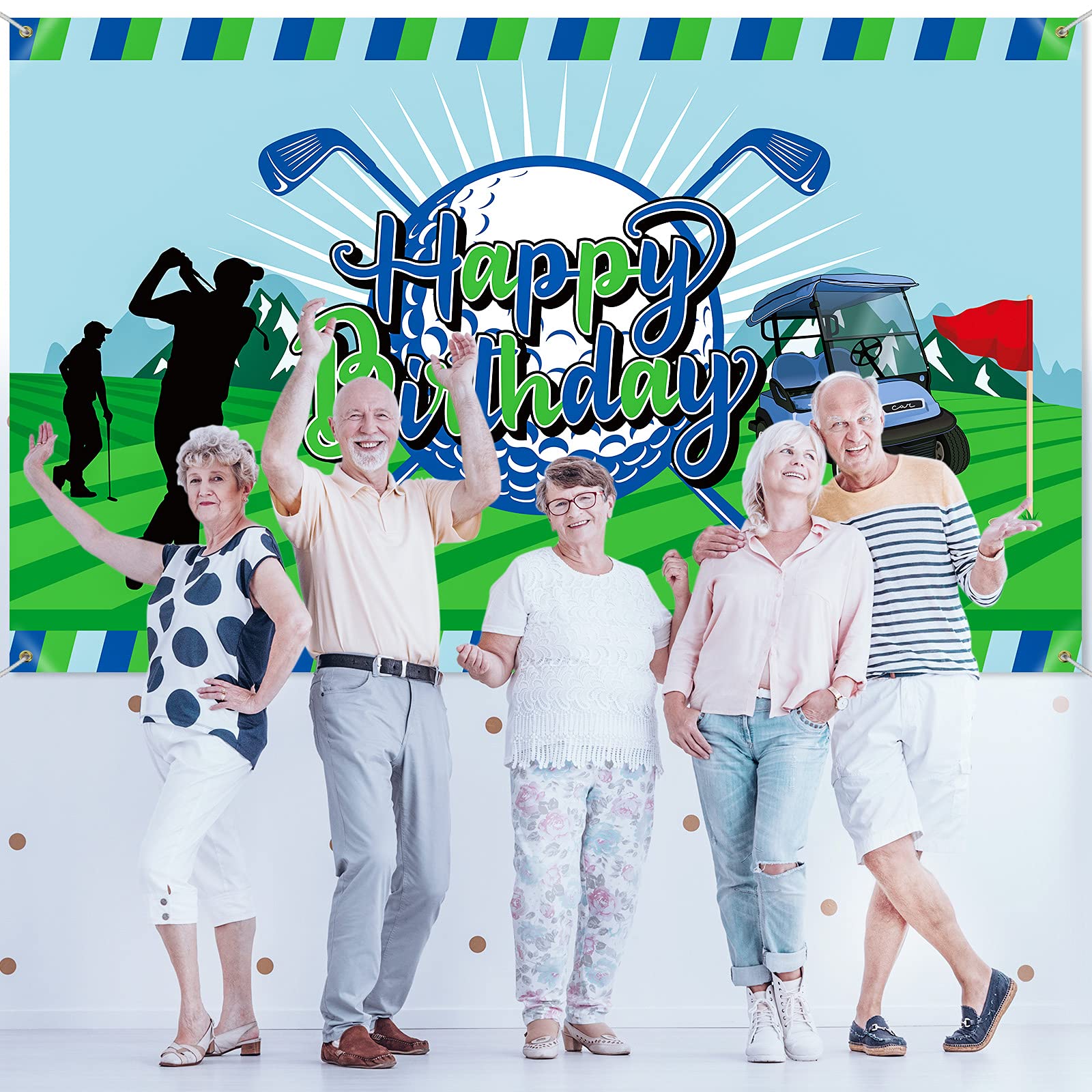 Golf Birthday Party Backdrop - 73 x 43 Inch Happy Birthday Banner for Men's Sports Themed Party Decorations | Photo Booth Background & Photography Props | Perfect for Golf Lovers, Retirement Celebrations & Sports Events