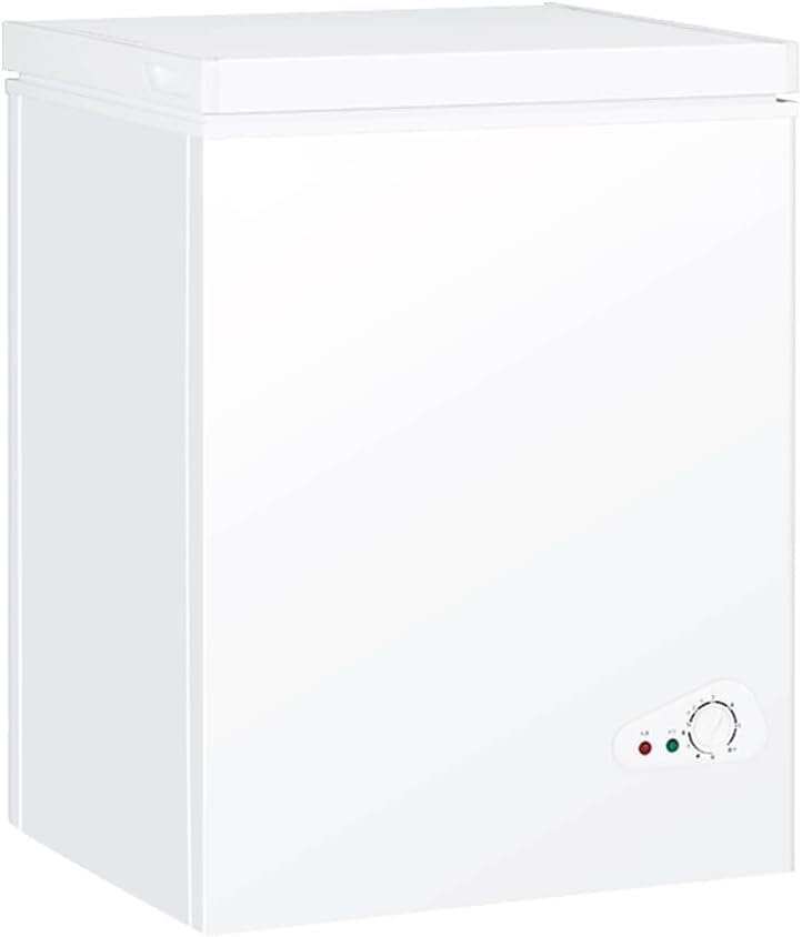 3.5 Cu.Ft Compact Chest Freezer - Energy Efficient Deep Freezer with Adjustable Clear Bins & Manual Temperature Control, White - Perfect for Home, Garage, or Basement Food Storage