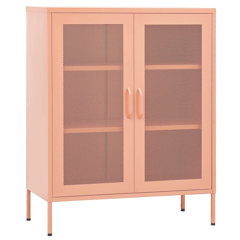 vidaXL Pink Steel Storage Cabinet with Shelves - Industrial Style File Cabinet for Hallway, Entryway & Living Room Organization | Home Office & Classroom Storage Solution