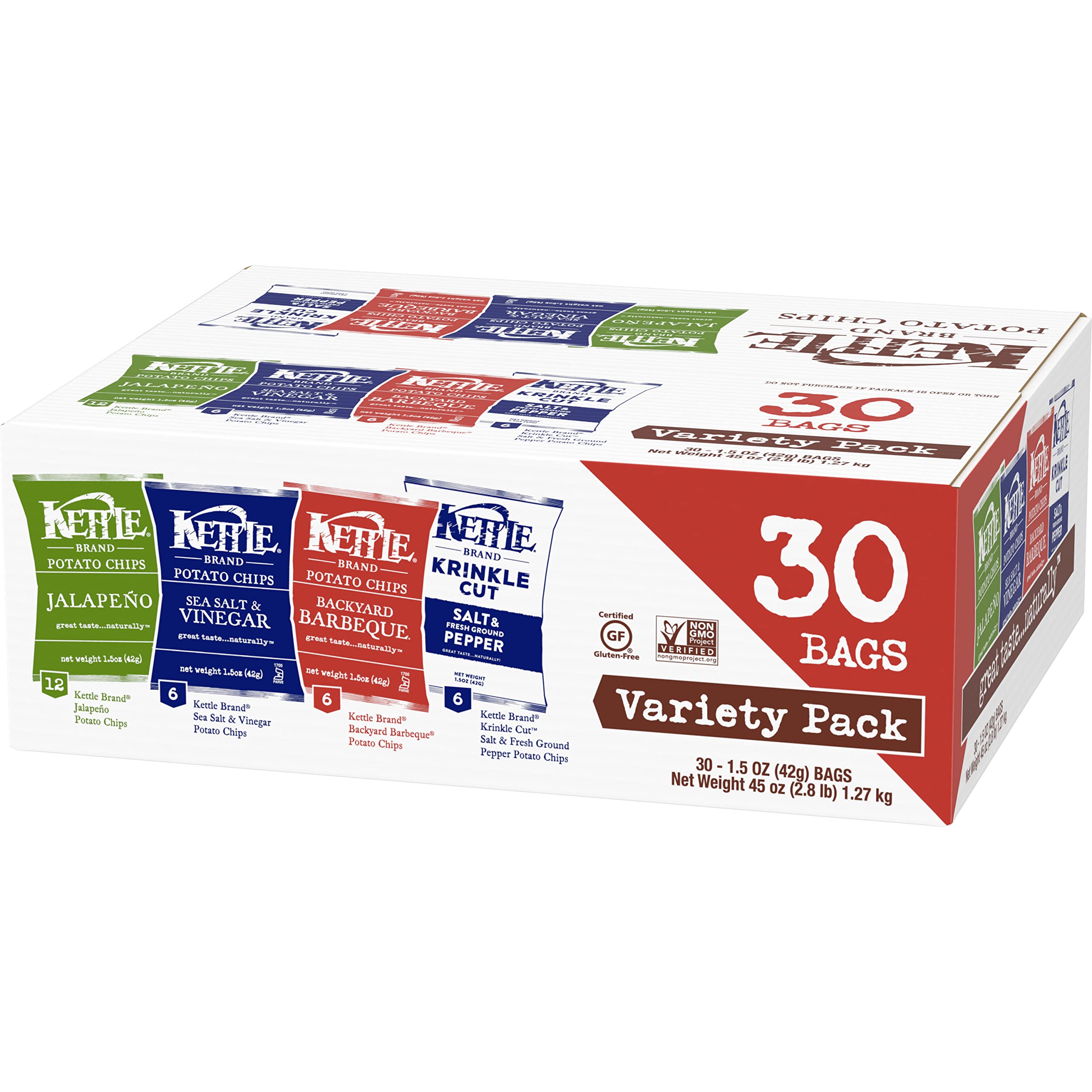 **Kettle Brand Potato Chips Variety Pack – 30 Count (1.5 Oz Each) – Crunchy Snacks for Parties, Picnics & Lunchboxes**
