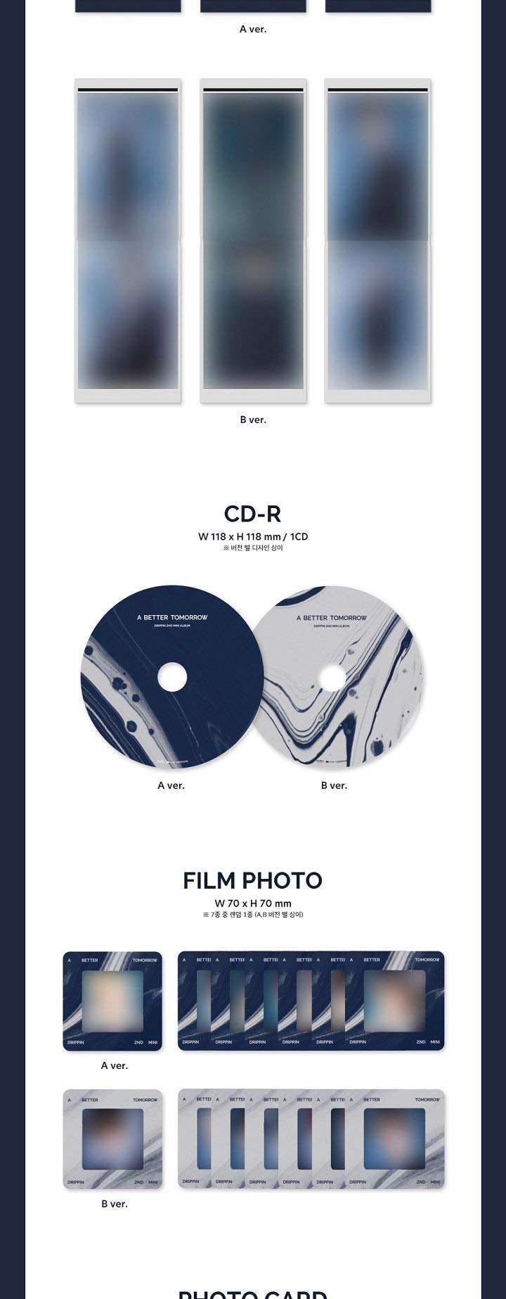 Drippin A Better Tomorrow 2nd Mini Album Set - 2 Versions, 80p Booklet, Film Photo, 2 Photo Cards, Sealed with Tracking | K-Pop Collectibles for Fans and Gift Giving