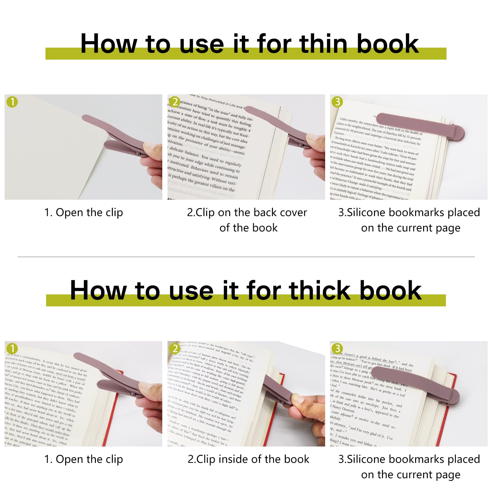 SMUK 3-Piece Automatic Silicone Bookmark Set - Cute & Unique Reading Accessories for Women, Men, Kids & Book Lovers - Perfect Gift for Readers & Bookworms - Ideal for Novels, Textbooks, Journals & Bible Study