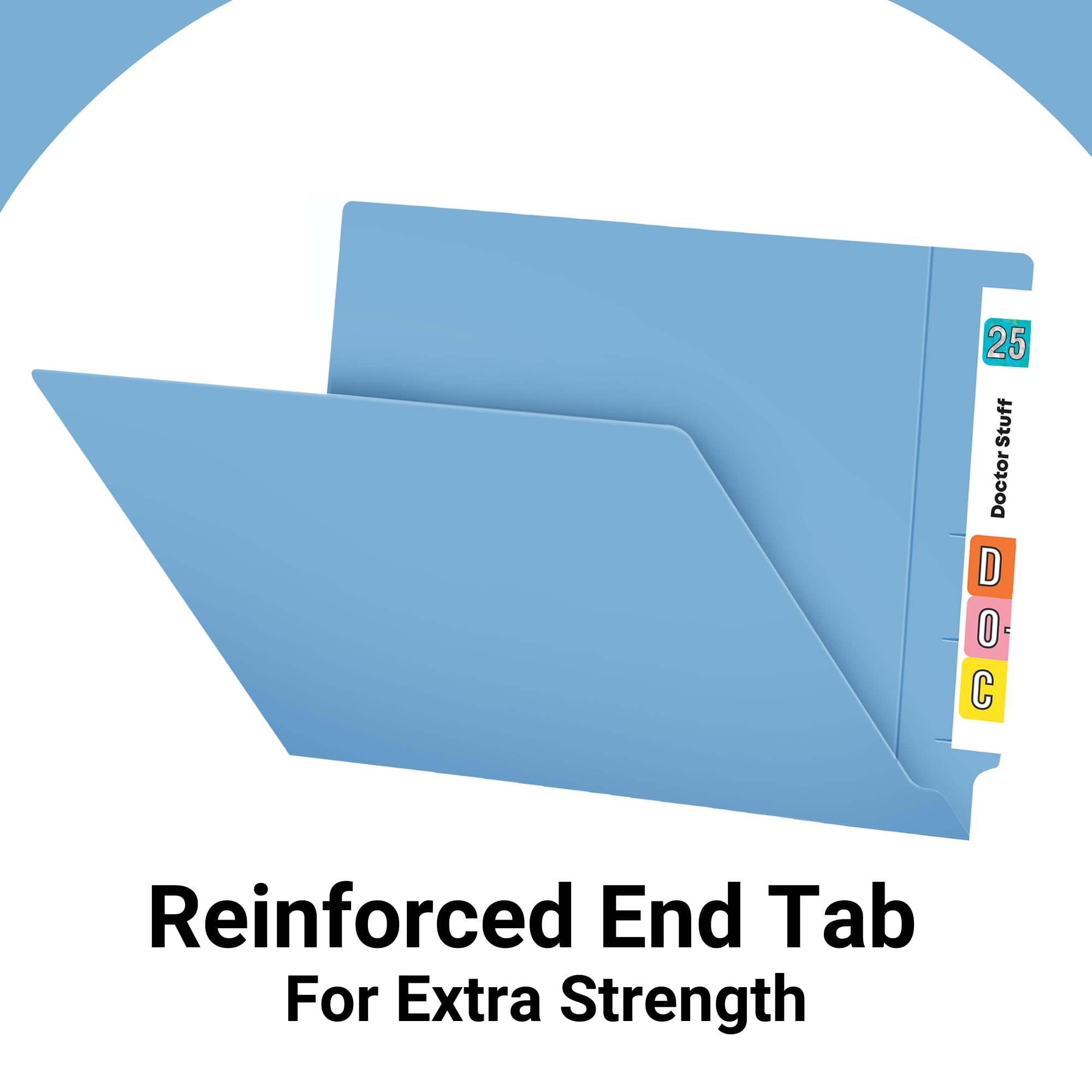 Premium Blue Letter Size File Folders - 14pt Reinforced End Tab Folders for Office, School & Medical Use - Durable 250-Pack Carton for Organizing Documents & Doctor Supplies