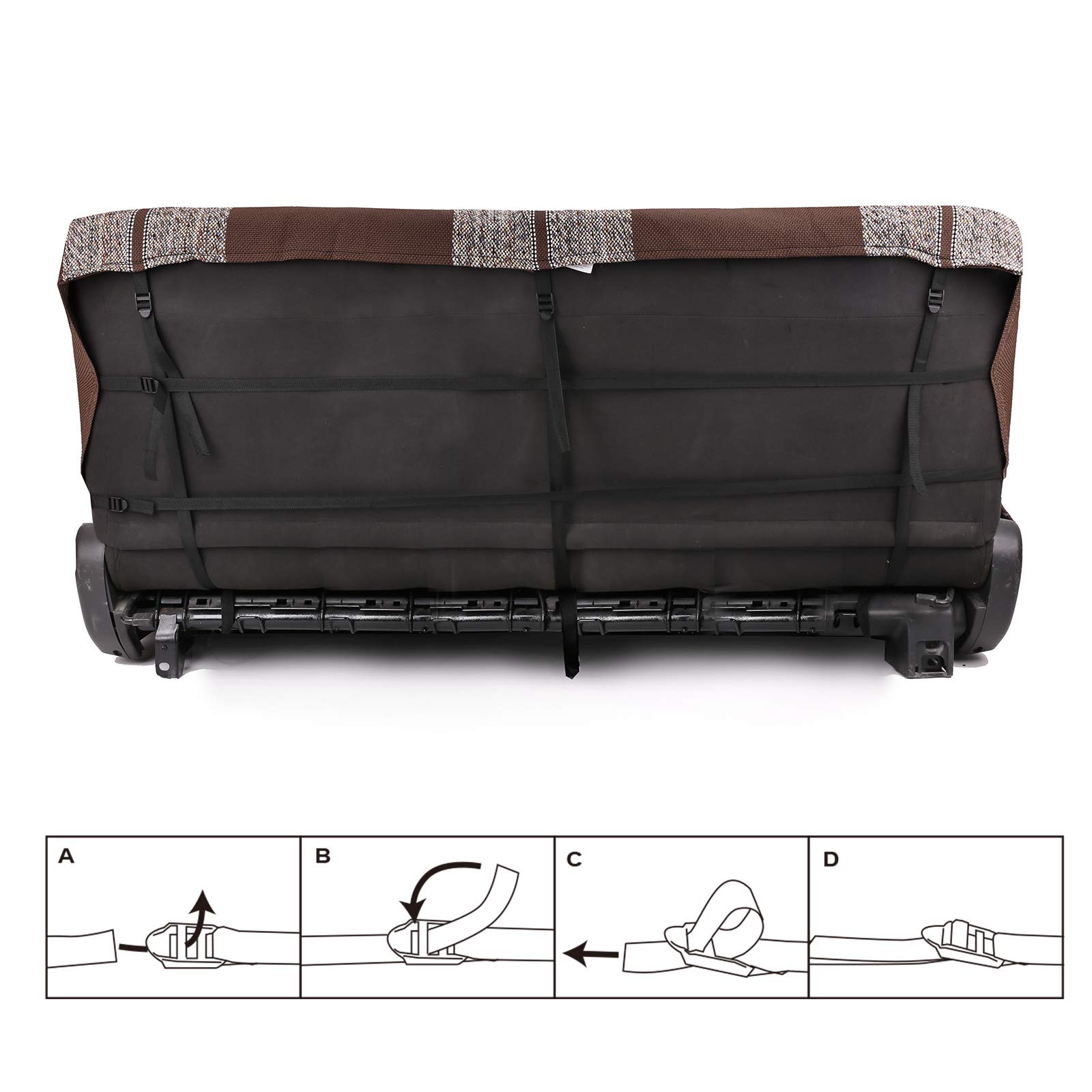 Premium Brown Saddle Blanket Bench Seat Cover for Ford, Chevrolet, Dodge Full-Size Pickup Trucks - Ideal for Outdoor Adventures and Daily Commutes