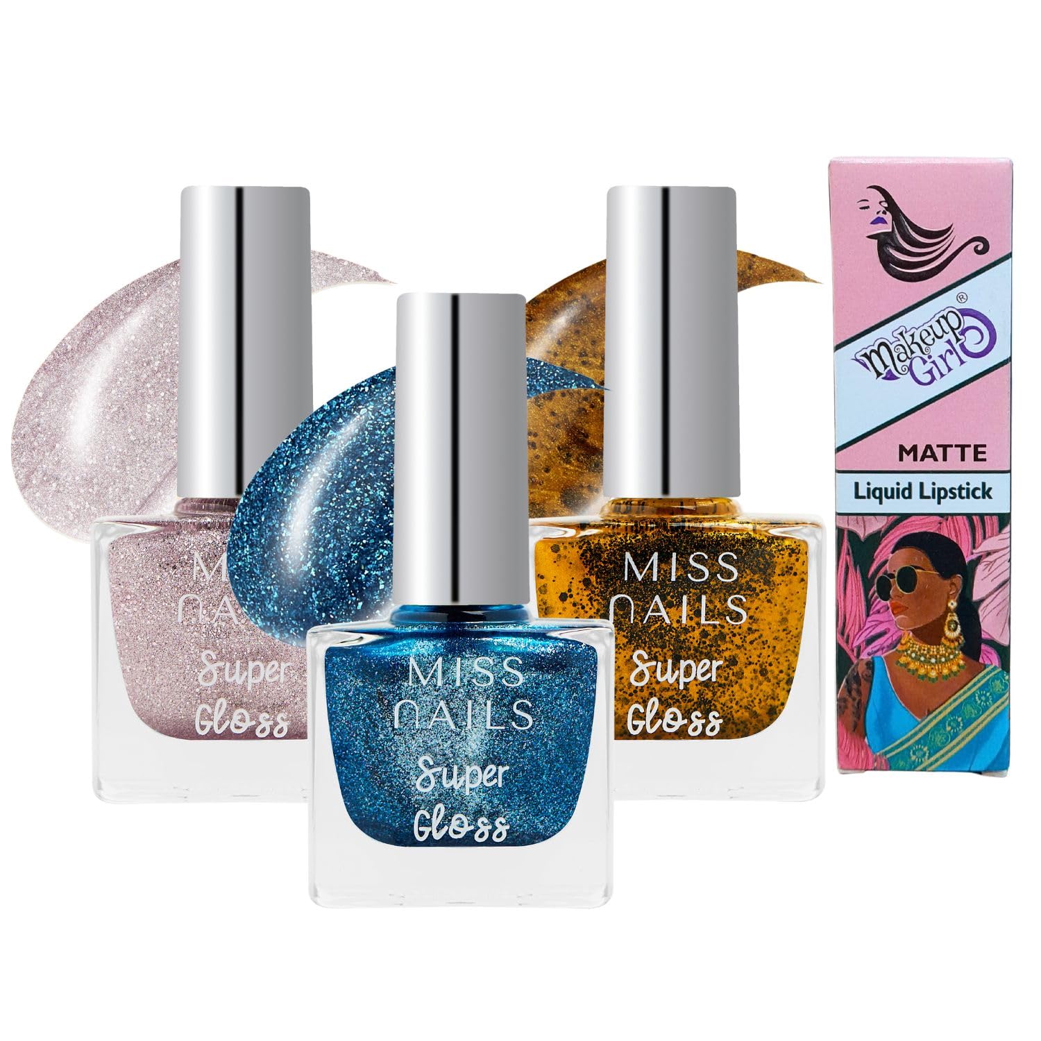 Non-Toxic Super Glossy Nail Polish Set - 3 Pack (SG07) | Ultra Shiny Nail Lacquer & Enamel for Women | Perfect for Manicures, Pedicures & Salon-Quality Nails at Home