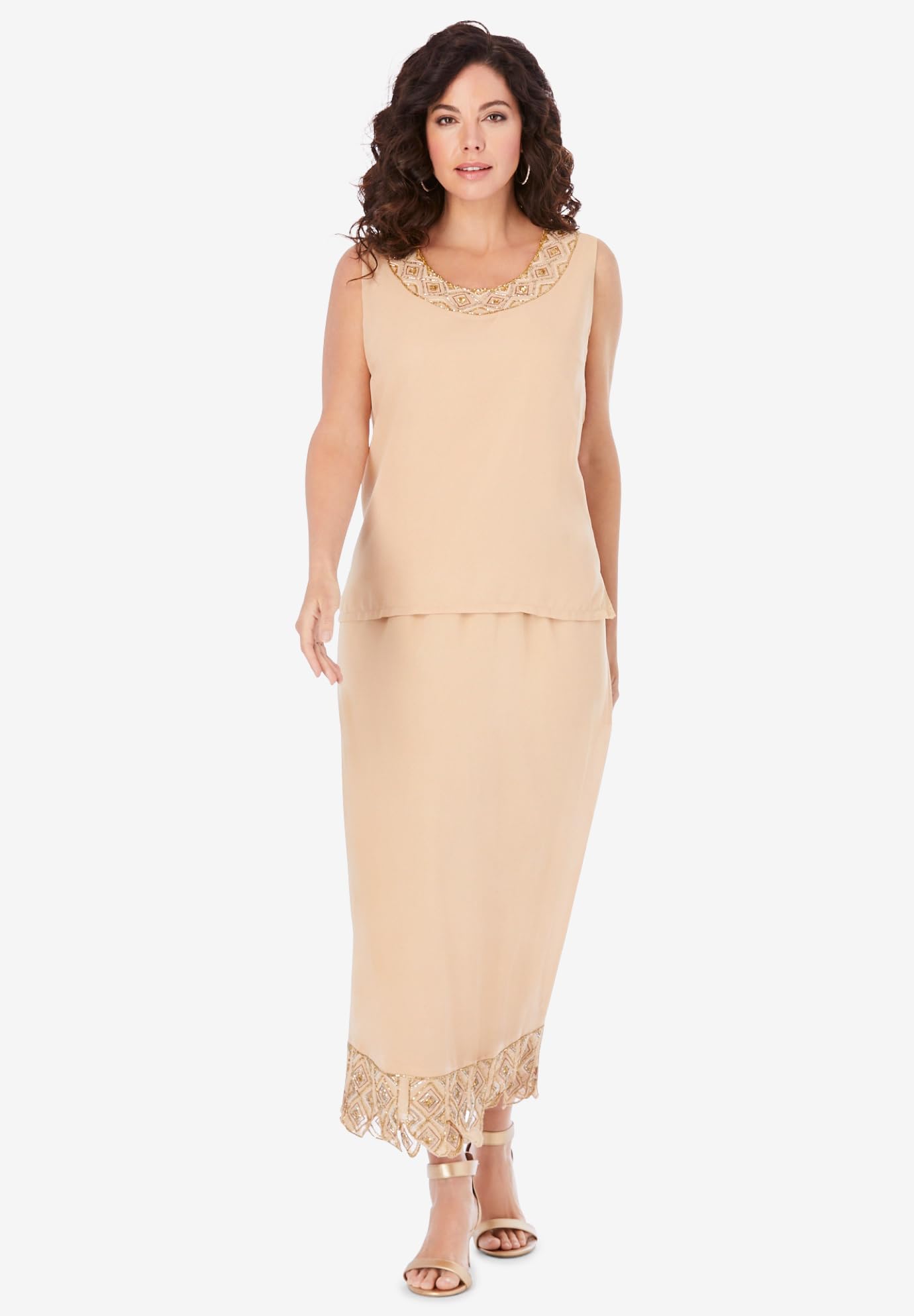 Romantic Beaded Plus Size Skirt Set for Women - Elegant & Comfortable Outfit for Parties, Weddings & Special Occasions